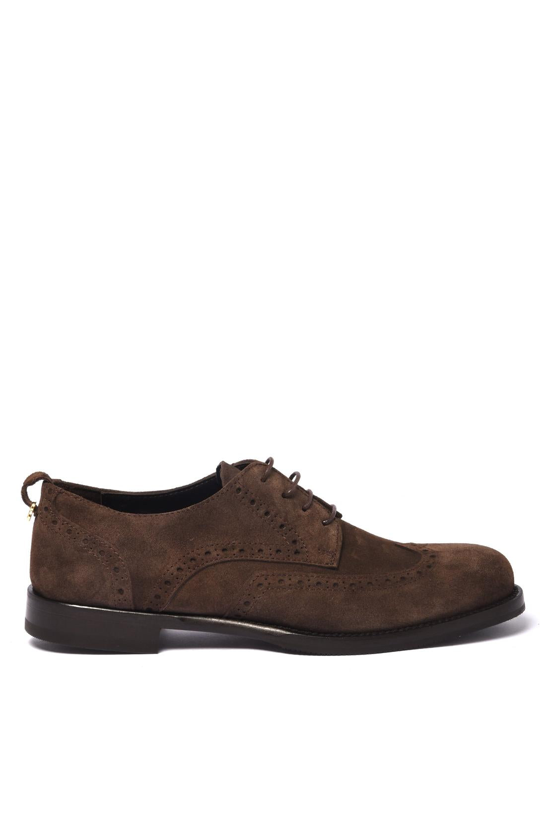 Dark brown suede lace-up shoe