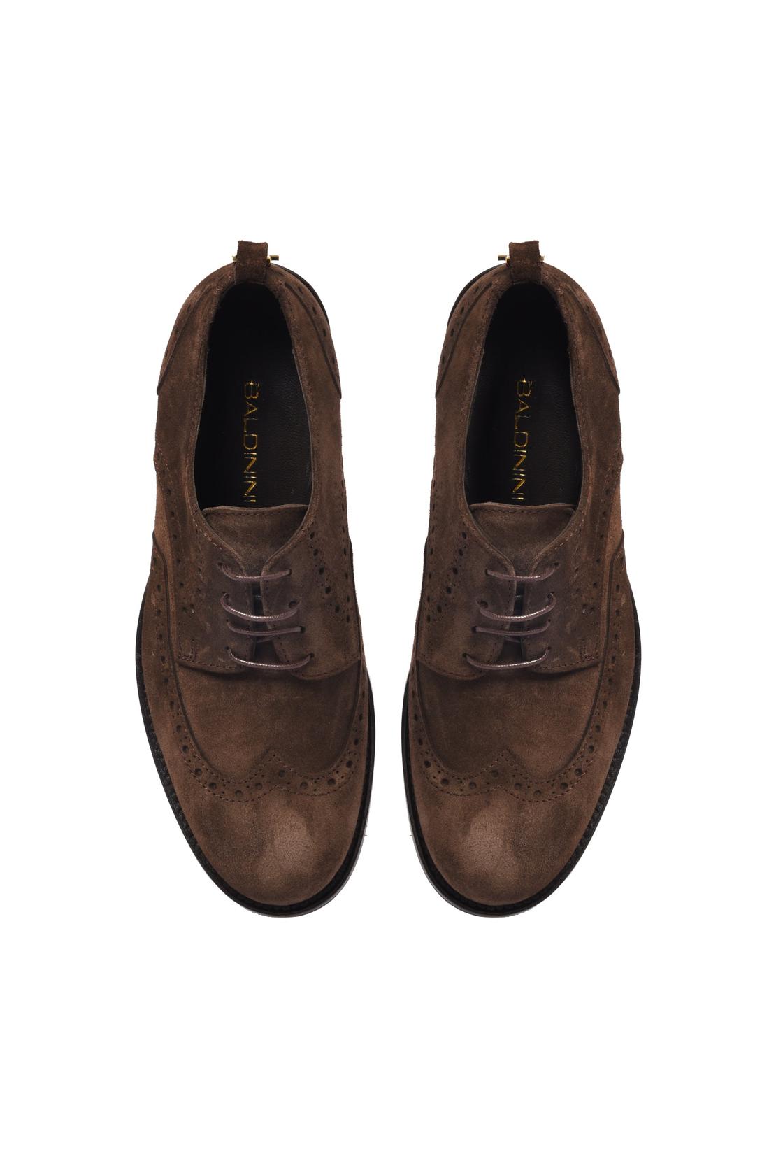 Dark brown suede lace-up shoe