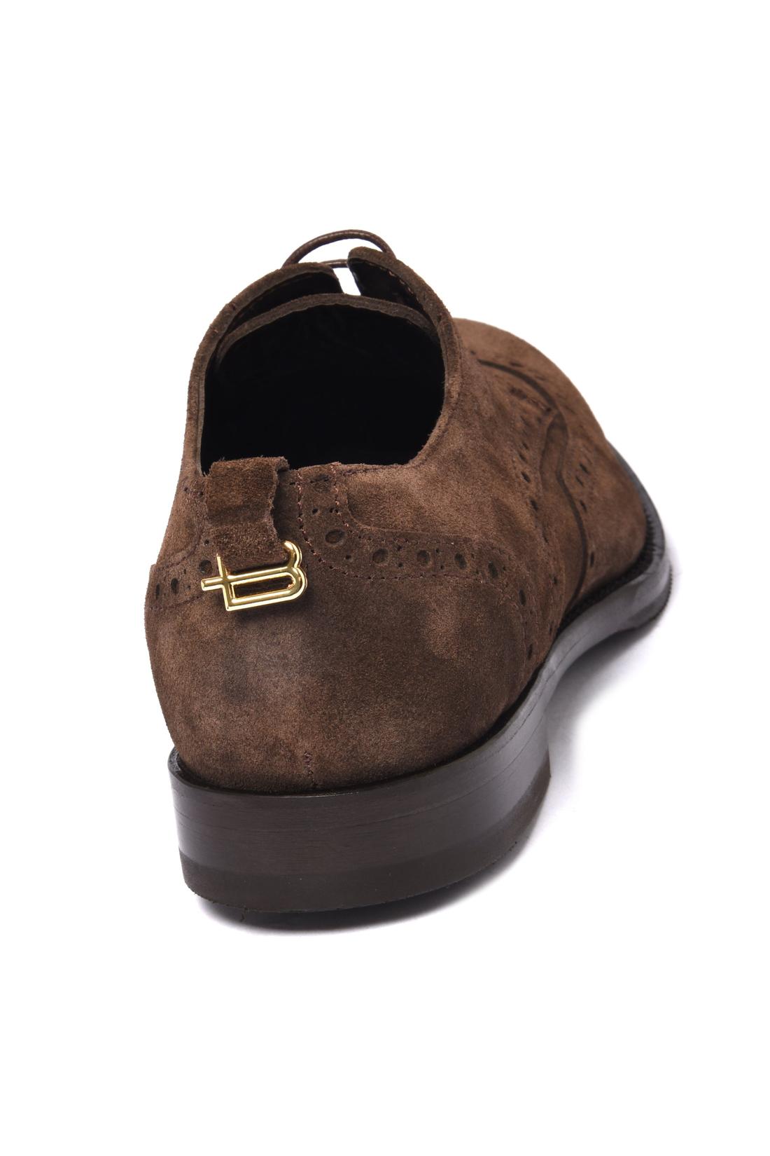 Dark brown suede lace-up shoe