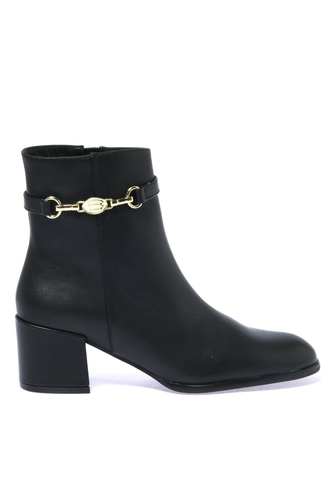 Black leather ankle boot