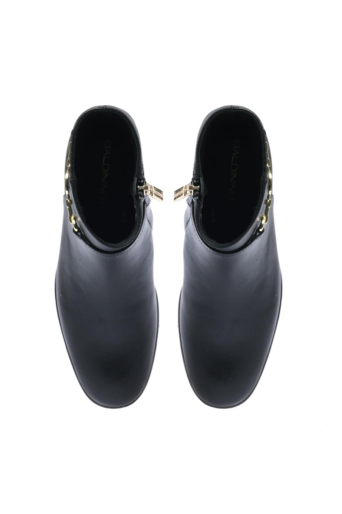 Black leather ankle boot