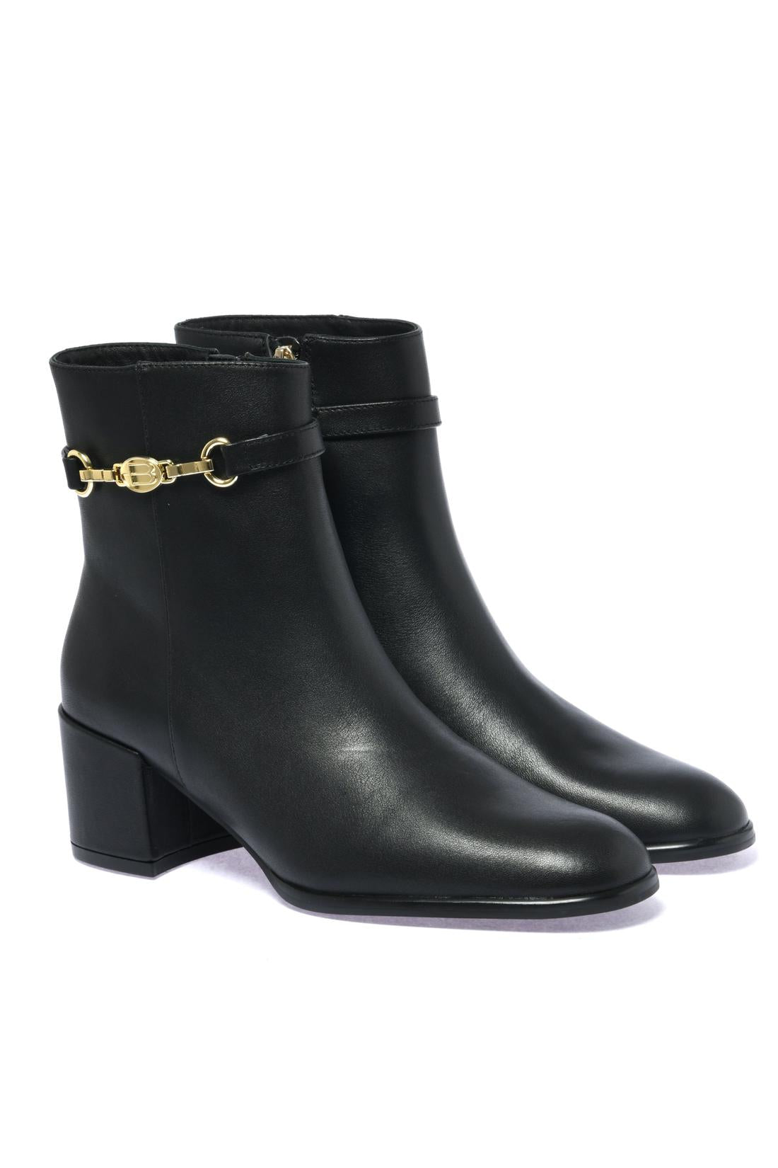 Black leather ankle boot
