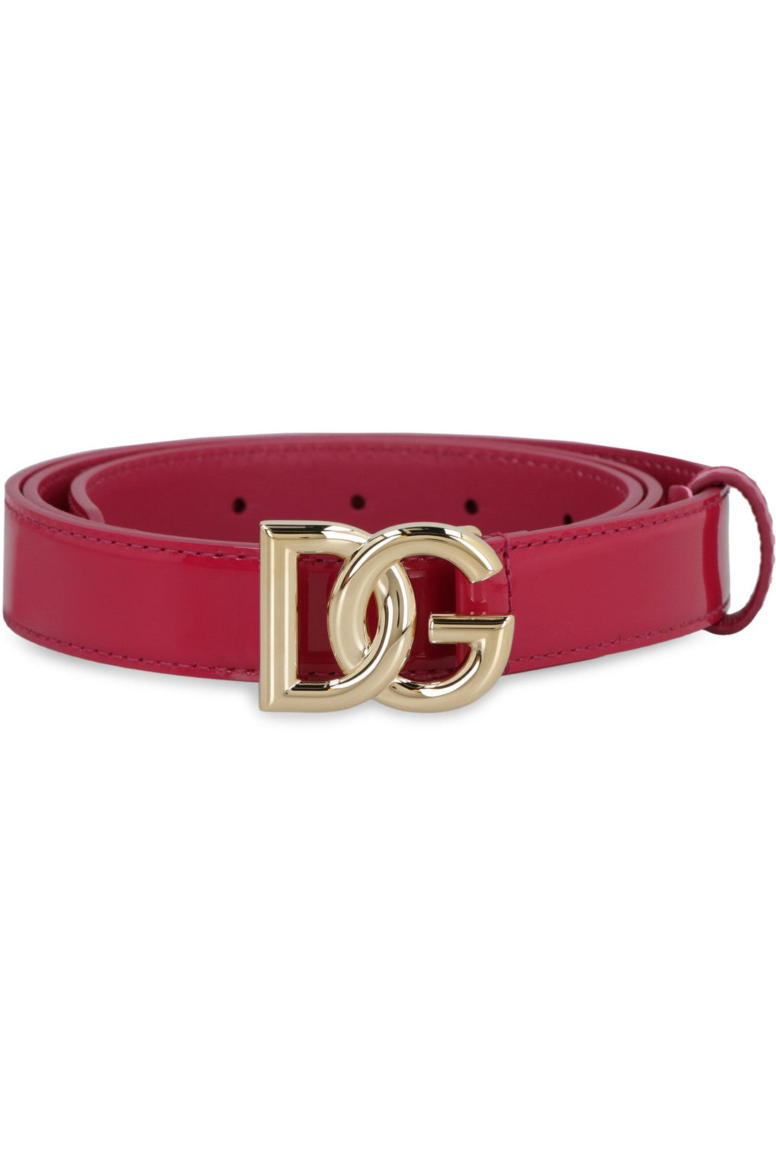 Dolce & Gabbana-OUTLET-SALE-DG buckle patent leather belt-ARCHIVIST