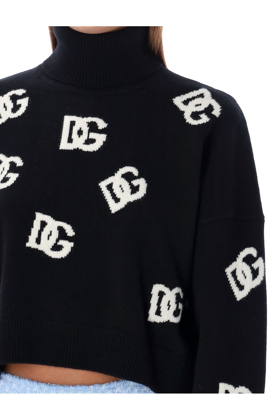 DOLCE & GABBANA-OUTLET-SALE-DG intarsia high neck sweater-ARCHIVIST