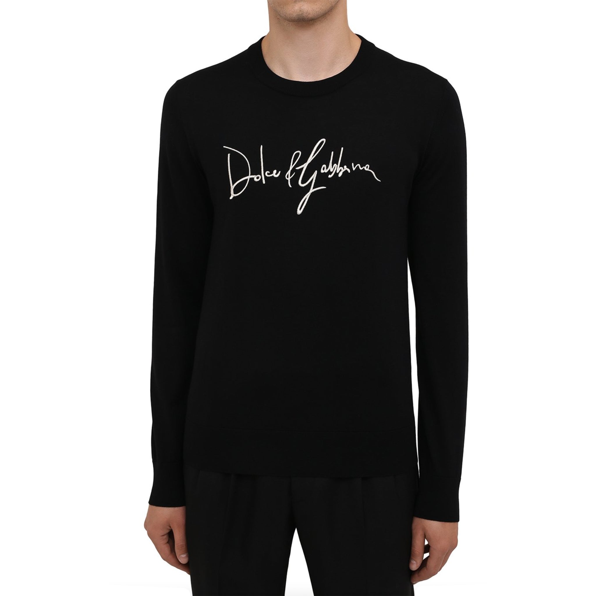 Dolce & Gabbana Logo Embroidered Wool Sweater
