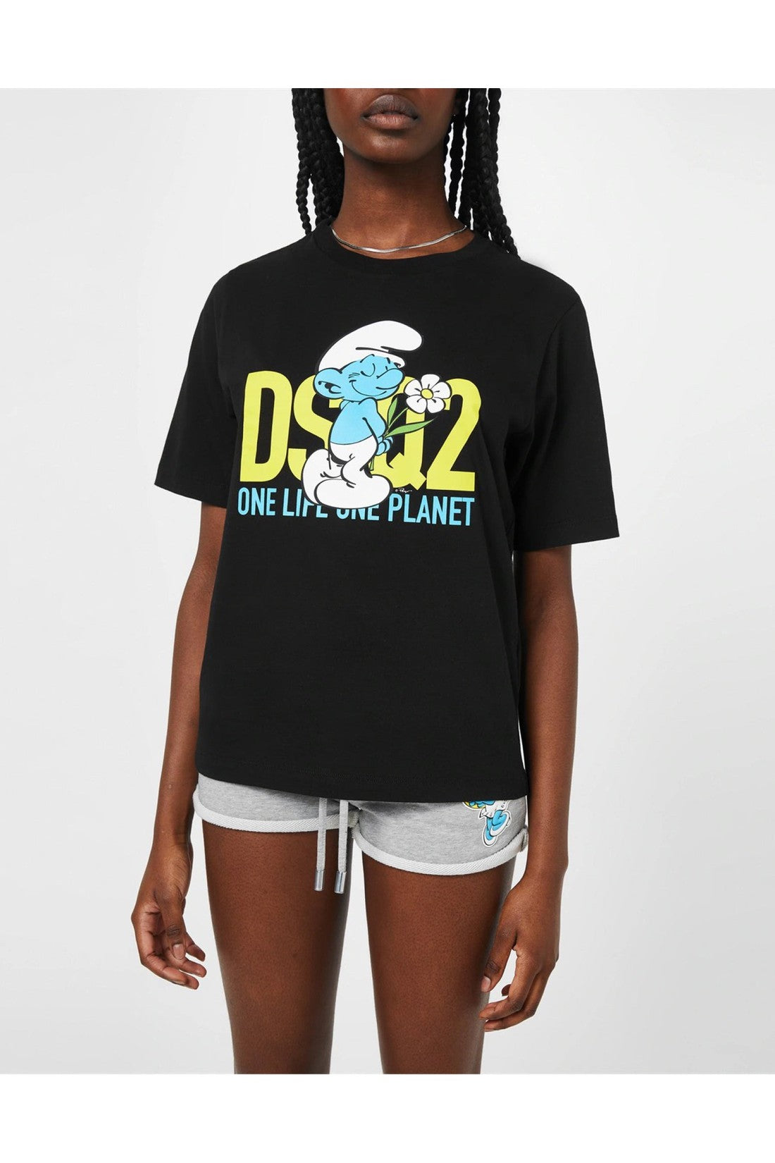 Dsquared2-OUTLET-SALE-DSQ2 Smurf In Love Logo T-Shirt-ARCHIVIST