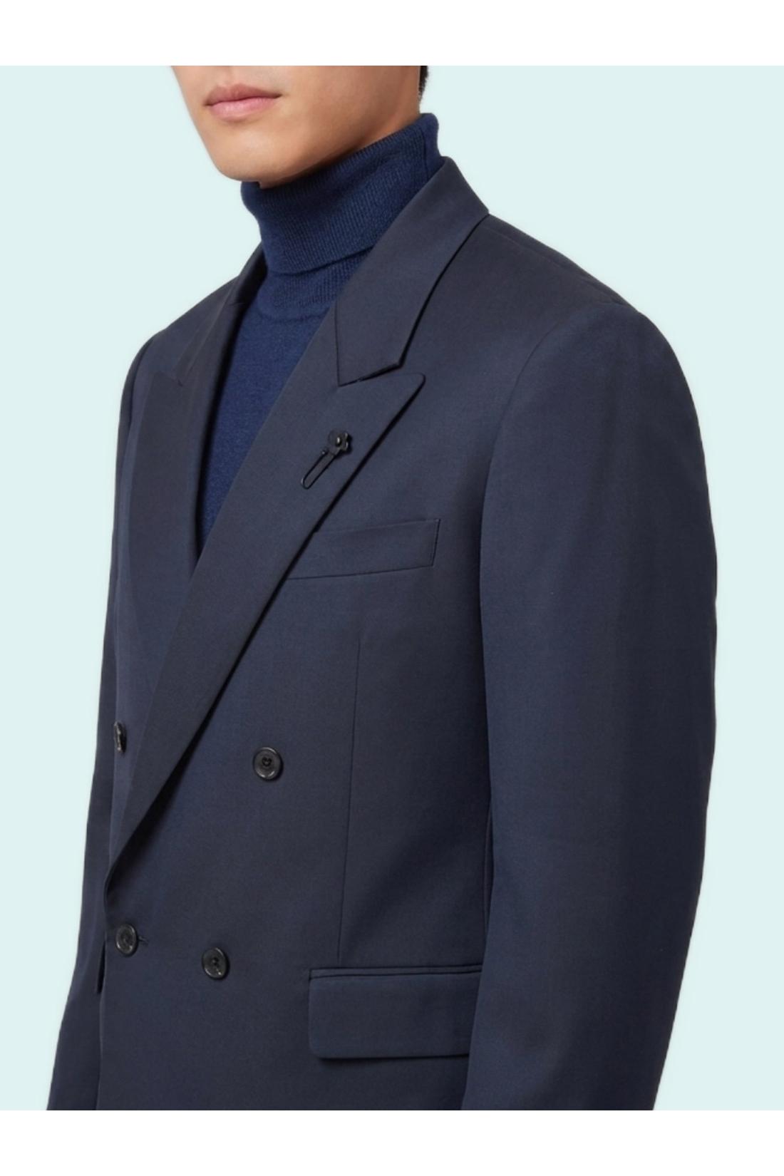 Lardini-OUTLET-SALE-Dark blue Feeling double-breasted jacket-ARCHIVIST