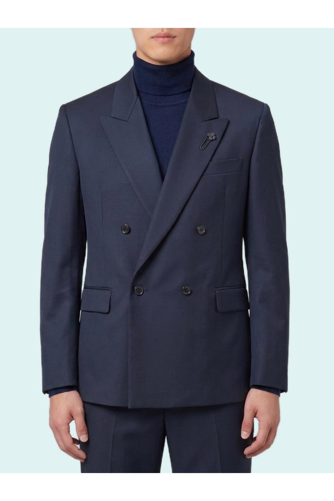 Lardini-OUTLET-SALE-Dark blue Feeling double-breasted jacket-ARCHIVIST