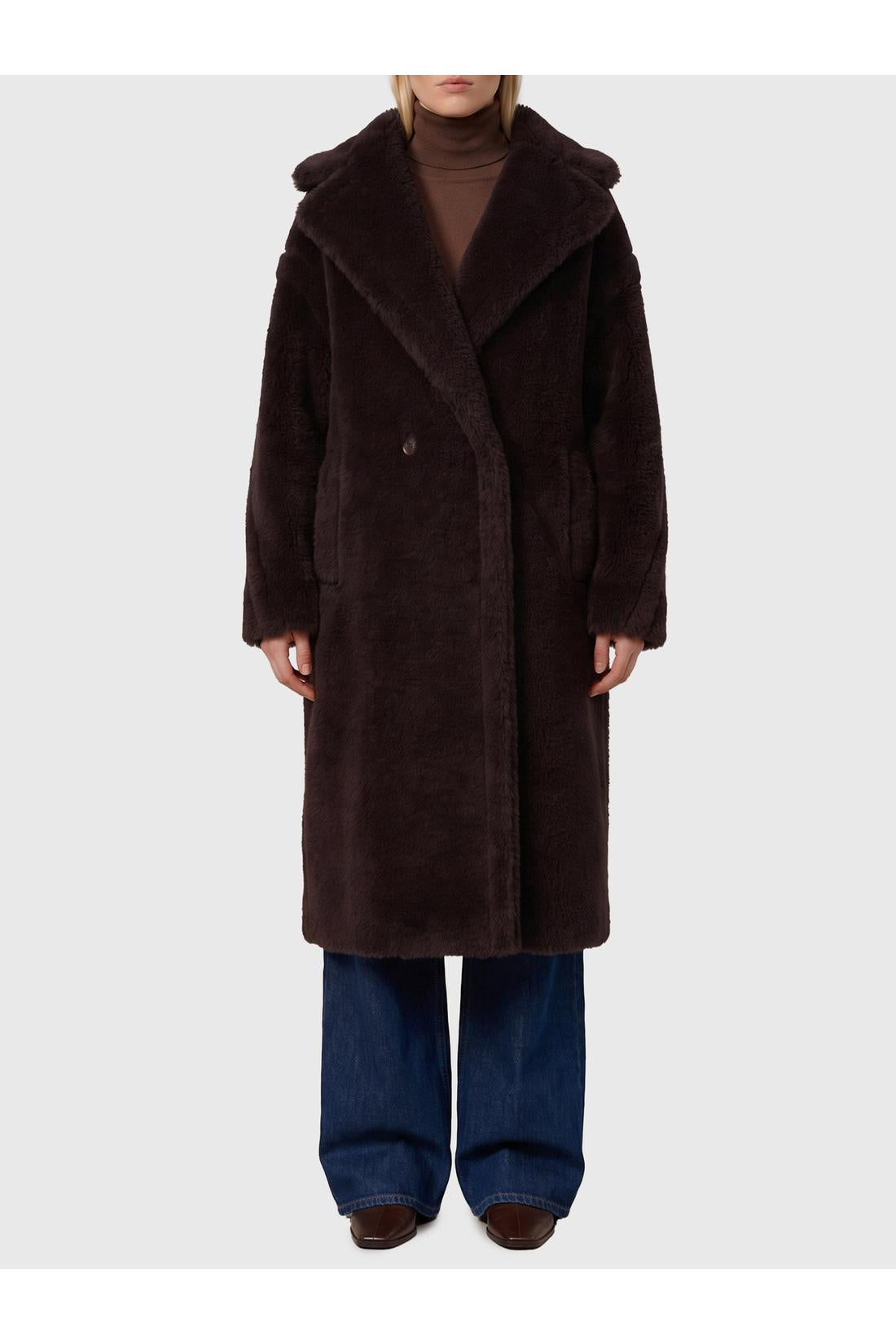 Max Mara-OUTLET-SALE-Dark brown Teddy Bear coat-ARCHIVIST