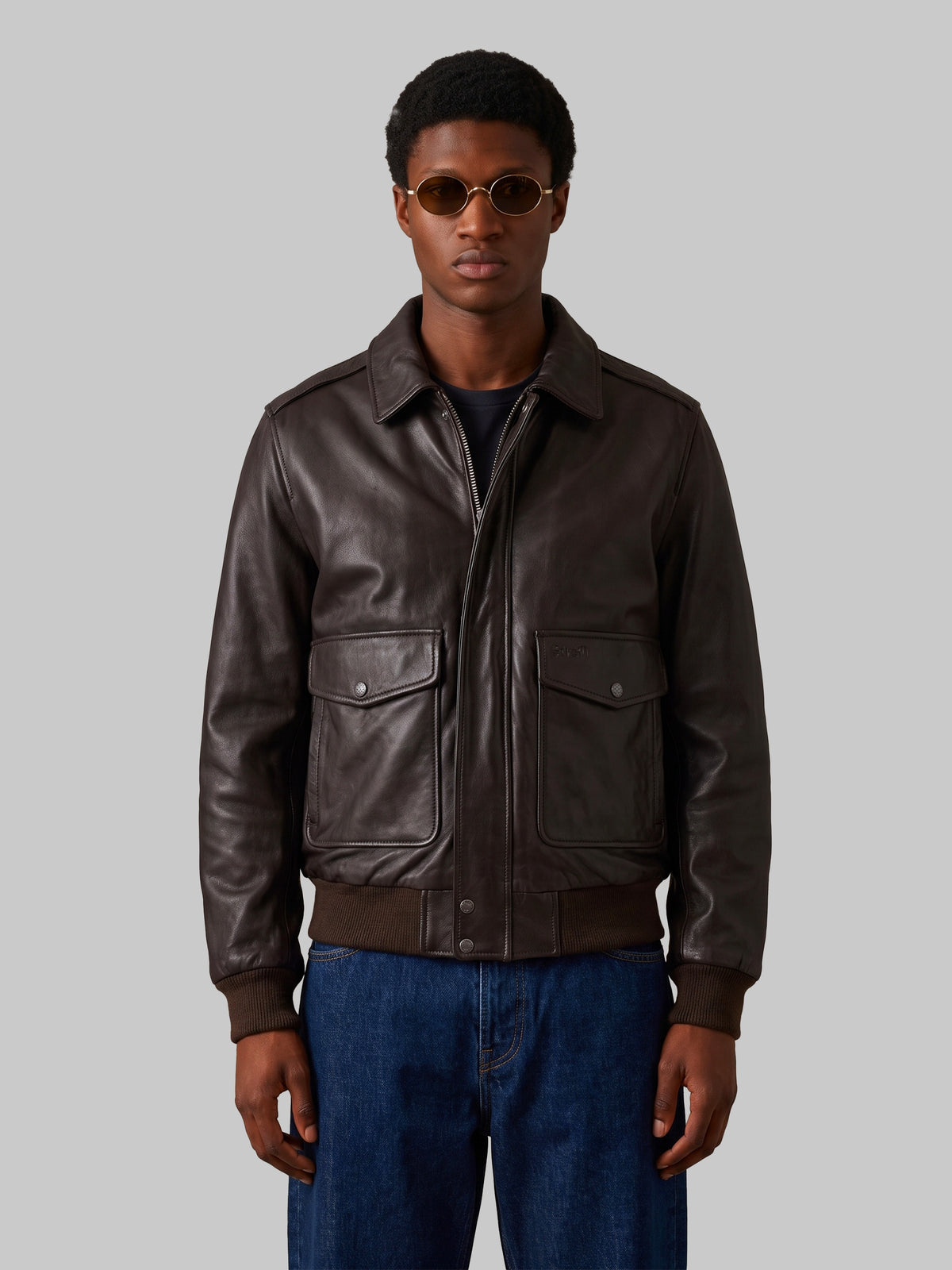 Schott nyc-OUTLET-SALE-Dark brown aviator bomber-ARCHIVIST
