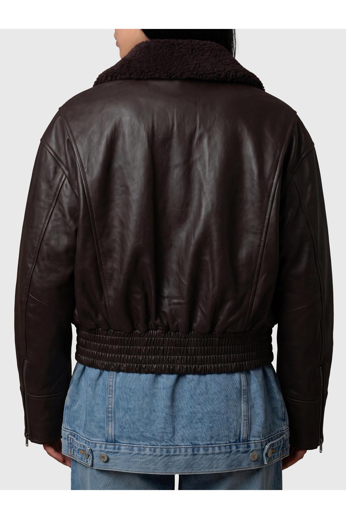Ivy oak-OUTLET-SALE-Dark brown leather IOLaila Lane bomber jacket-ARCHIVIST