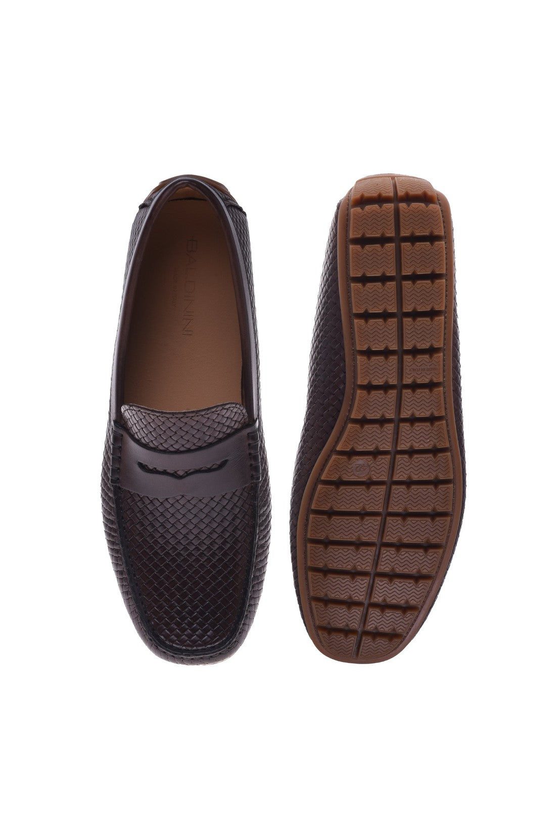 Dark brown woven print loafer