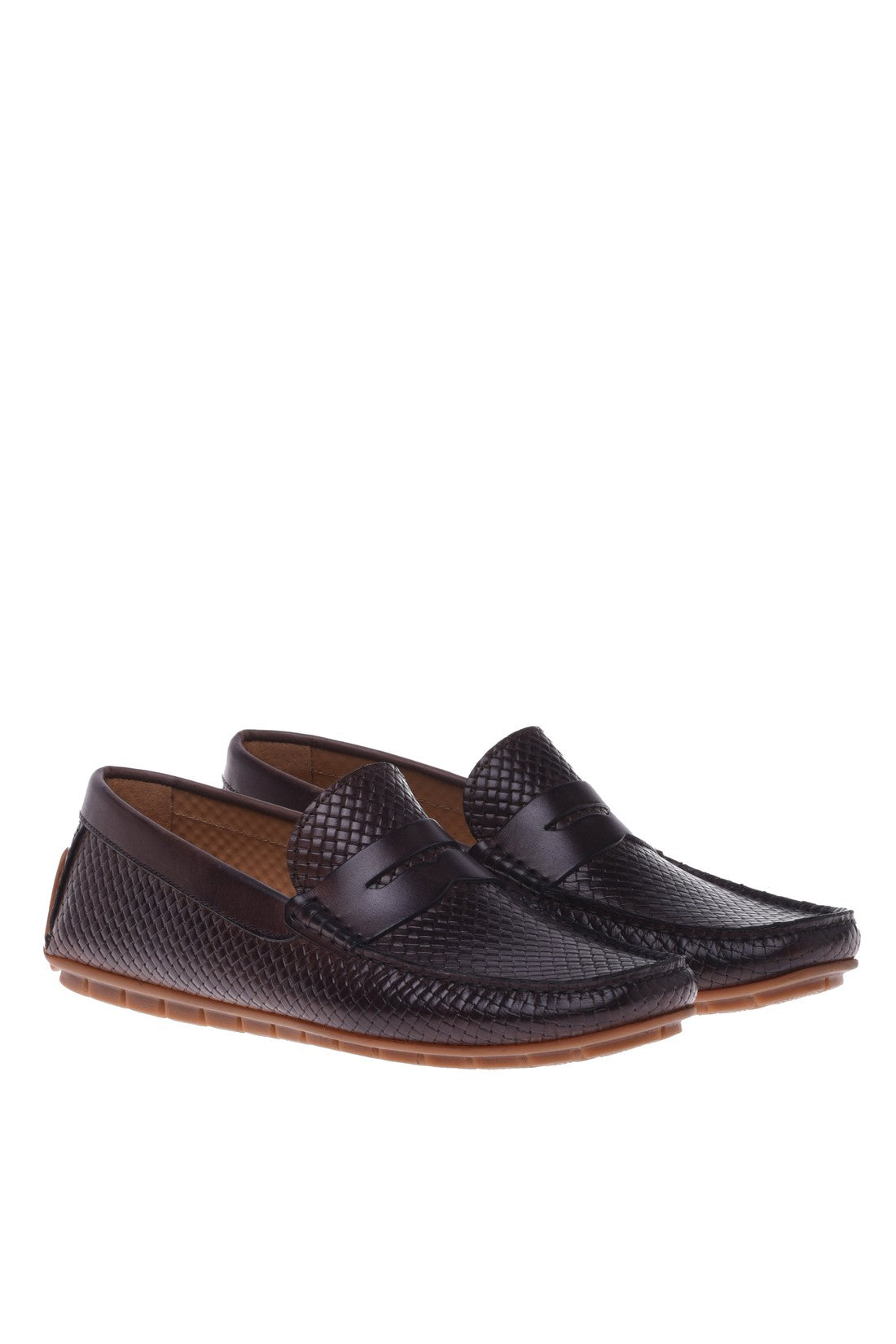 Dark brown woven print loafer