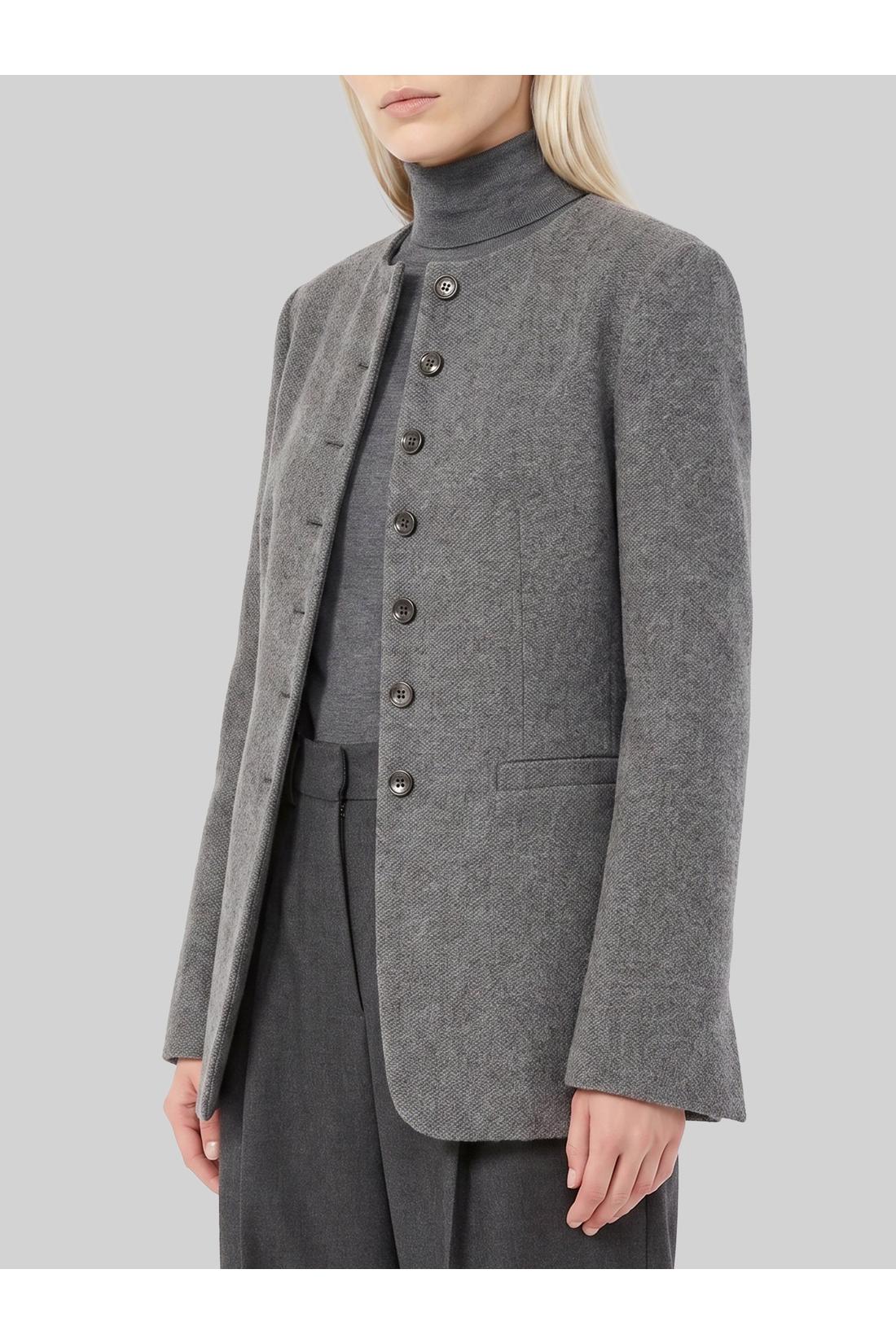 Max Mara-OUTLET-SALE-Dark grey crew neck Falla jacket-ARCHIVIST