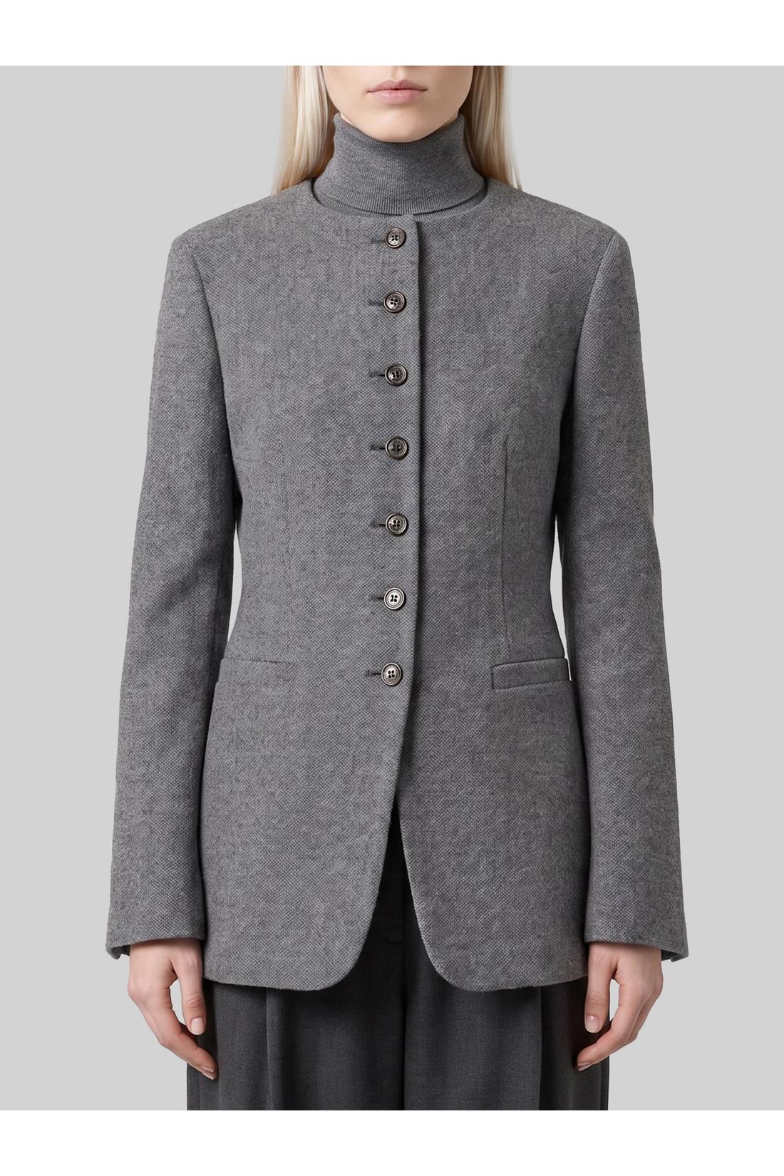 Max Mara-OUTLET-SALE-Dark grey crew neck Falla jacket-ARCHIVIST