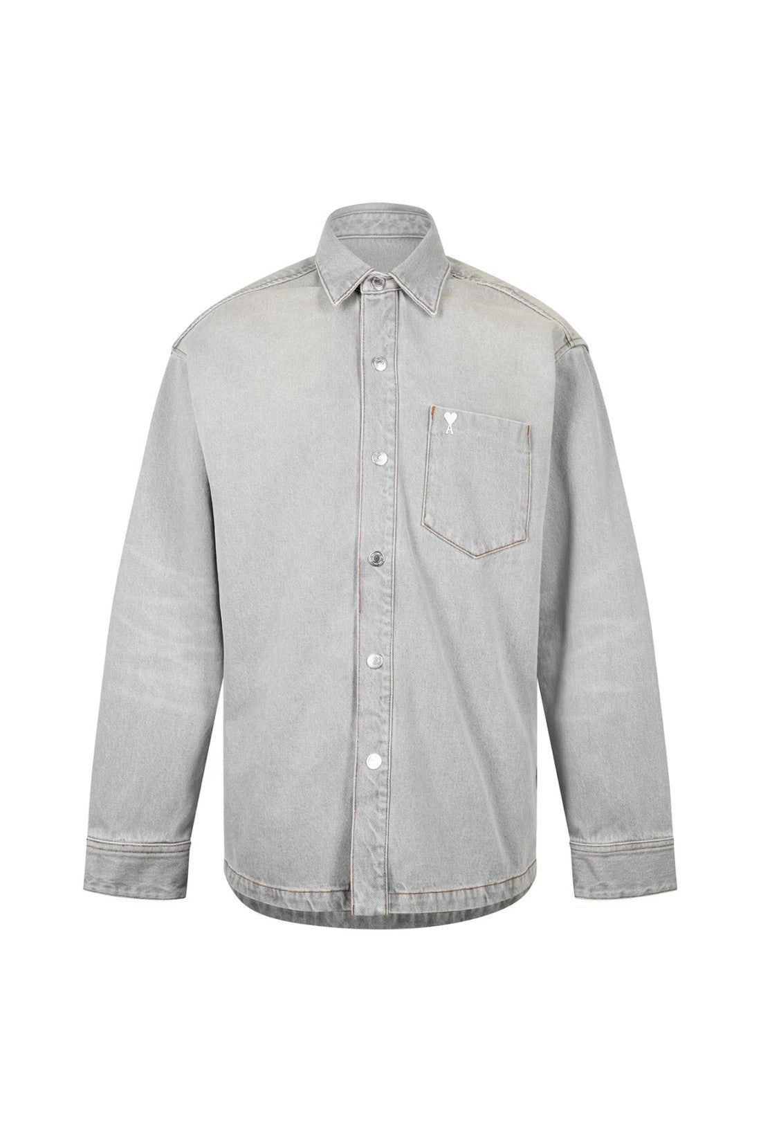 AMI Paris-OUTLET-SALE-De Coeur Logo Denim Overshirt-ARCHIVIST