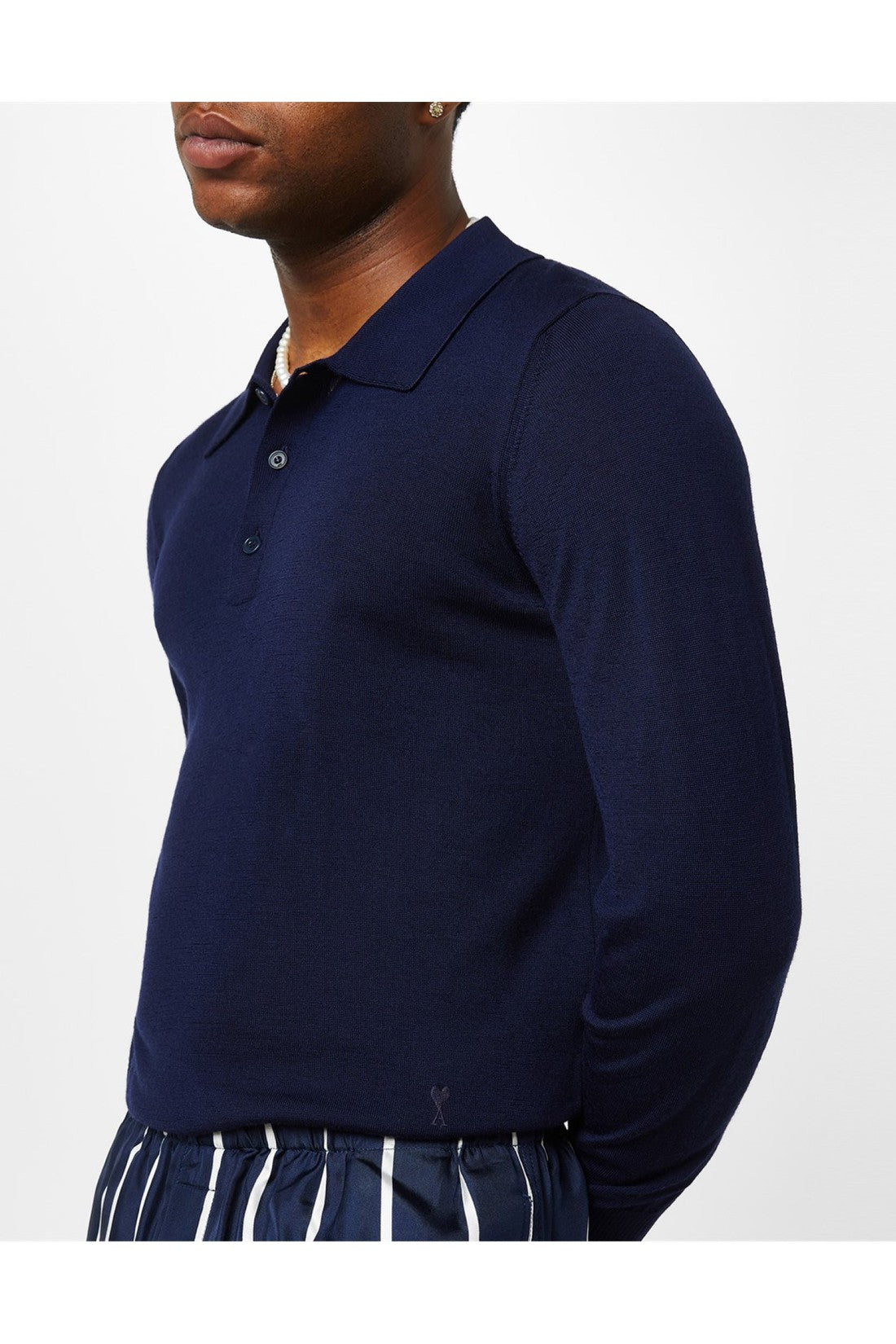 AMI Paris-OUTLET-SALE-De Coeur Logo Merino Polo Shirt-ARCHIVIST