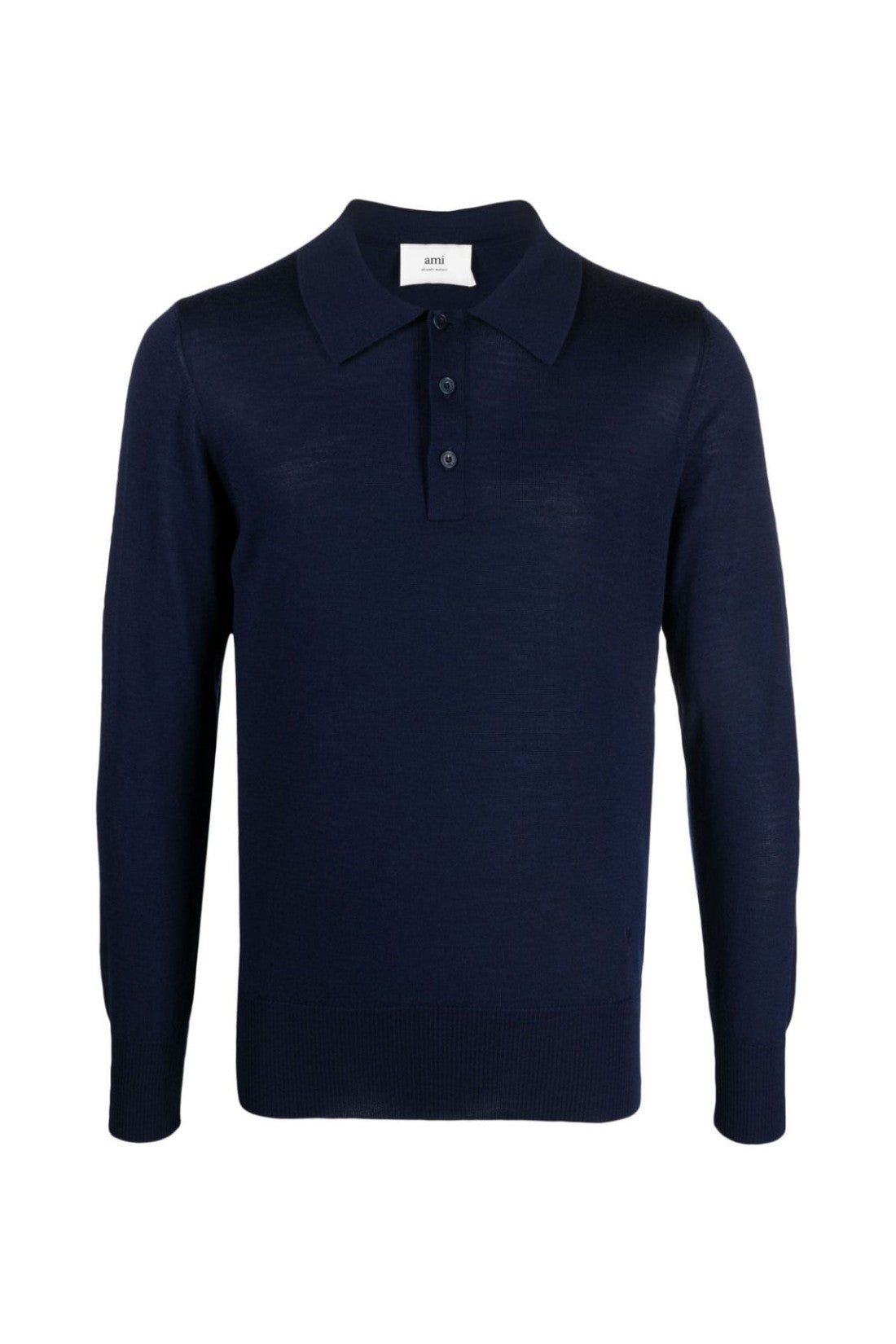 AMI Paris-OUTLET-SALE-De Coeur Logo Merino Polo Shirt-ARCHIVIST