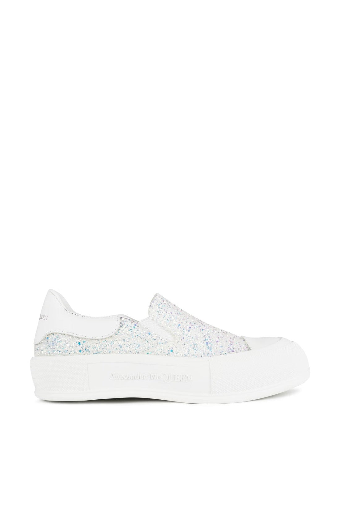 Alexander McQueen-OUTLET-SALE-Deck Plimsoll Glitter Slip On Sneakers-ARCHIVIST