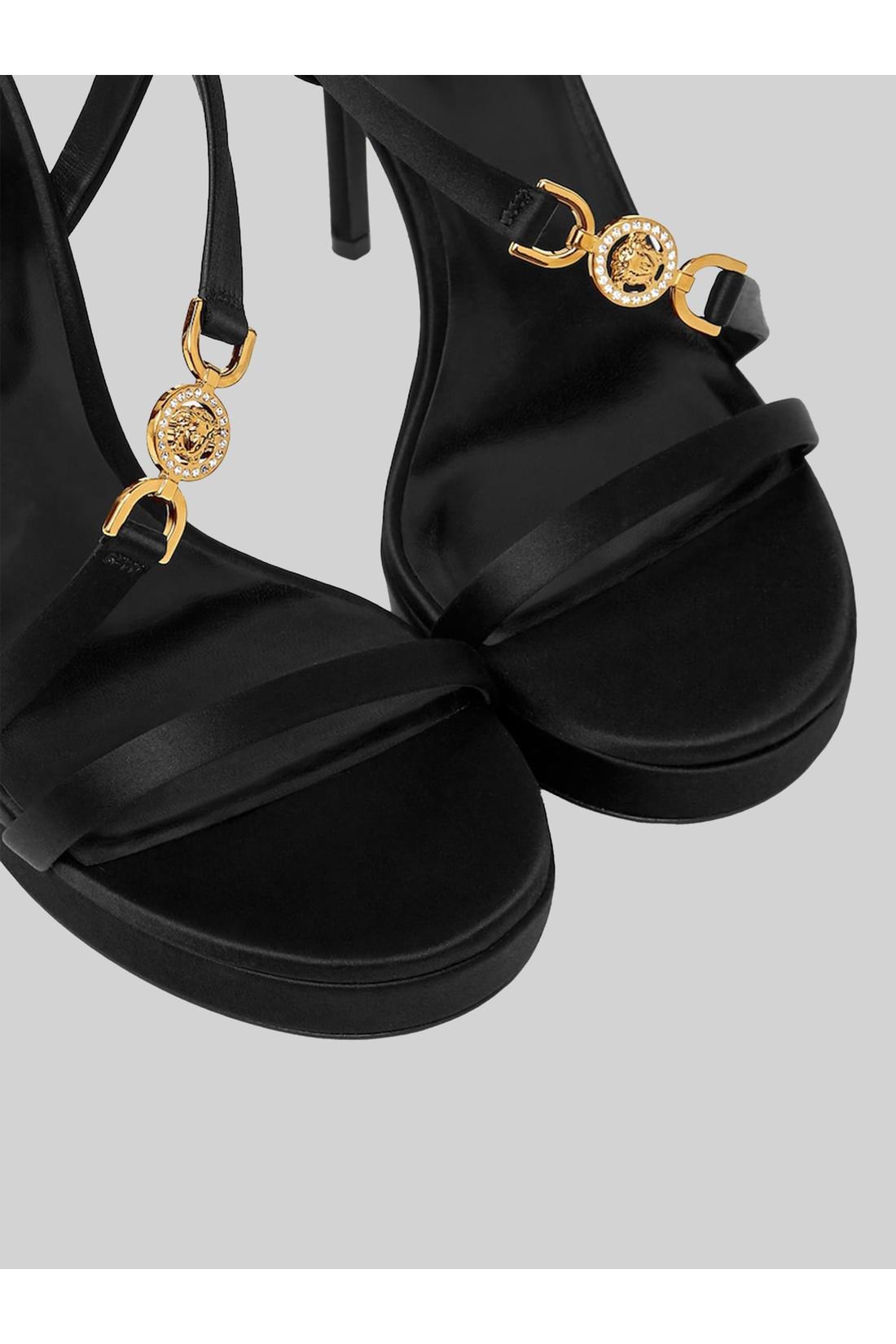 Versace-OUTLET-SALE-Decorated satin Medusa '95 sandals-ARCHIVIST