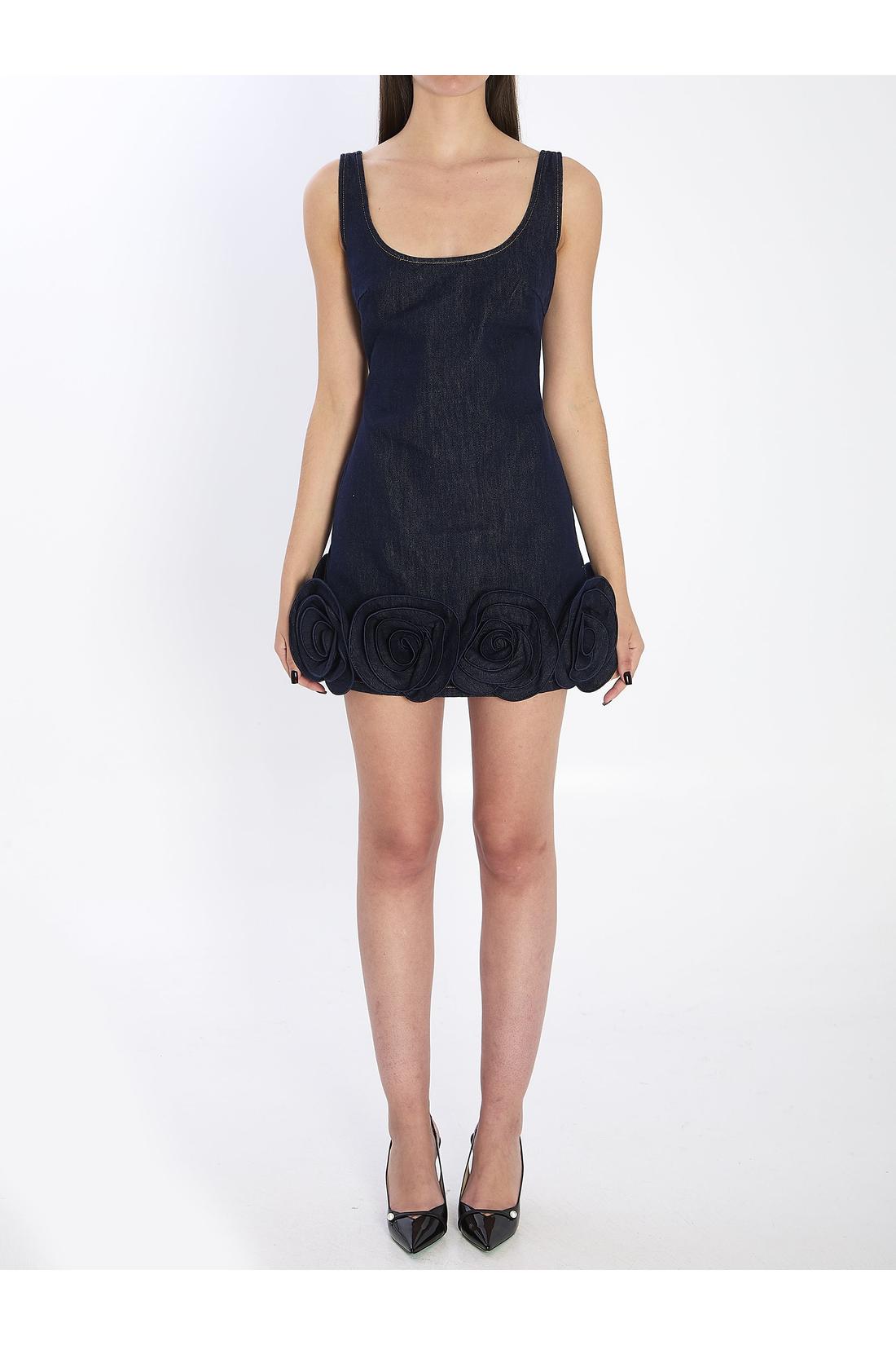 Self Portrait-OUTLET-SALE-Denim 3D Flower mni dress-ARCHIVIST