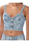 BALMAIN-OUTLET-SALE-Denim bustier top-ARCHIVIST