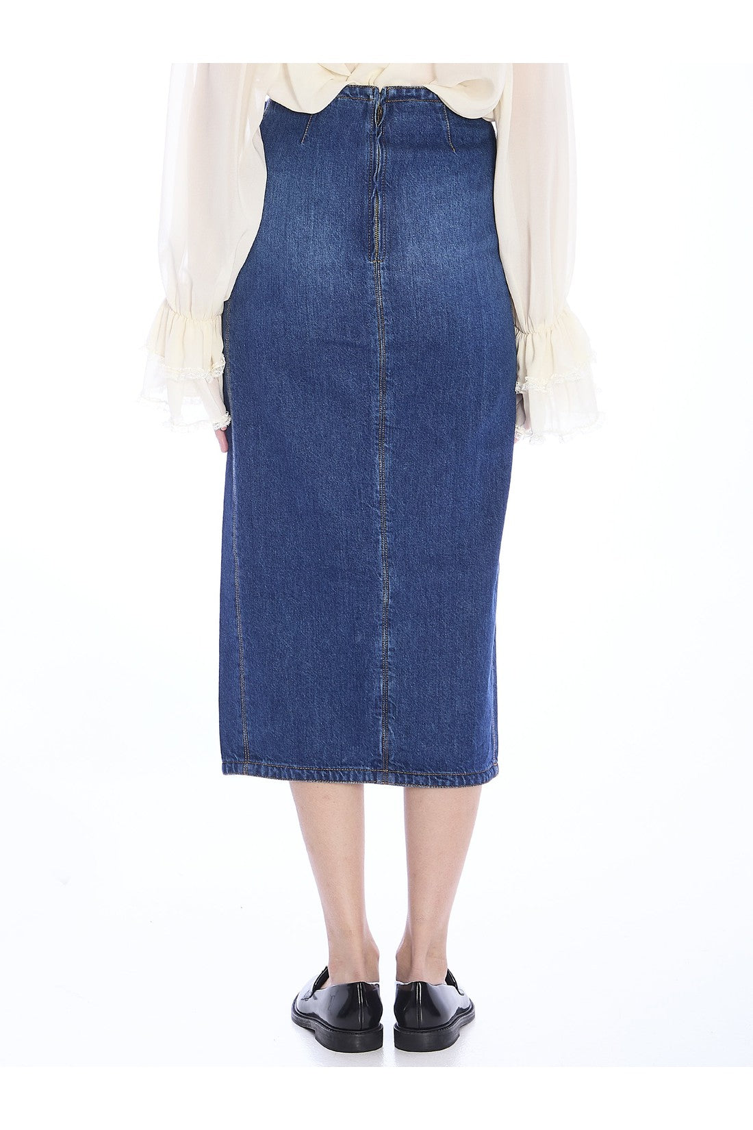 CHLOE-OUTLET-SALE-Denim midi skirt-ARCHIVIST