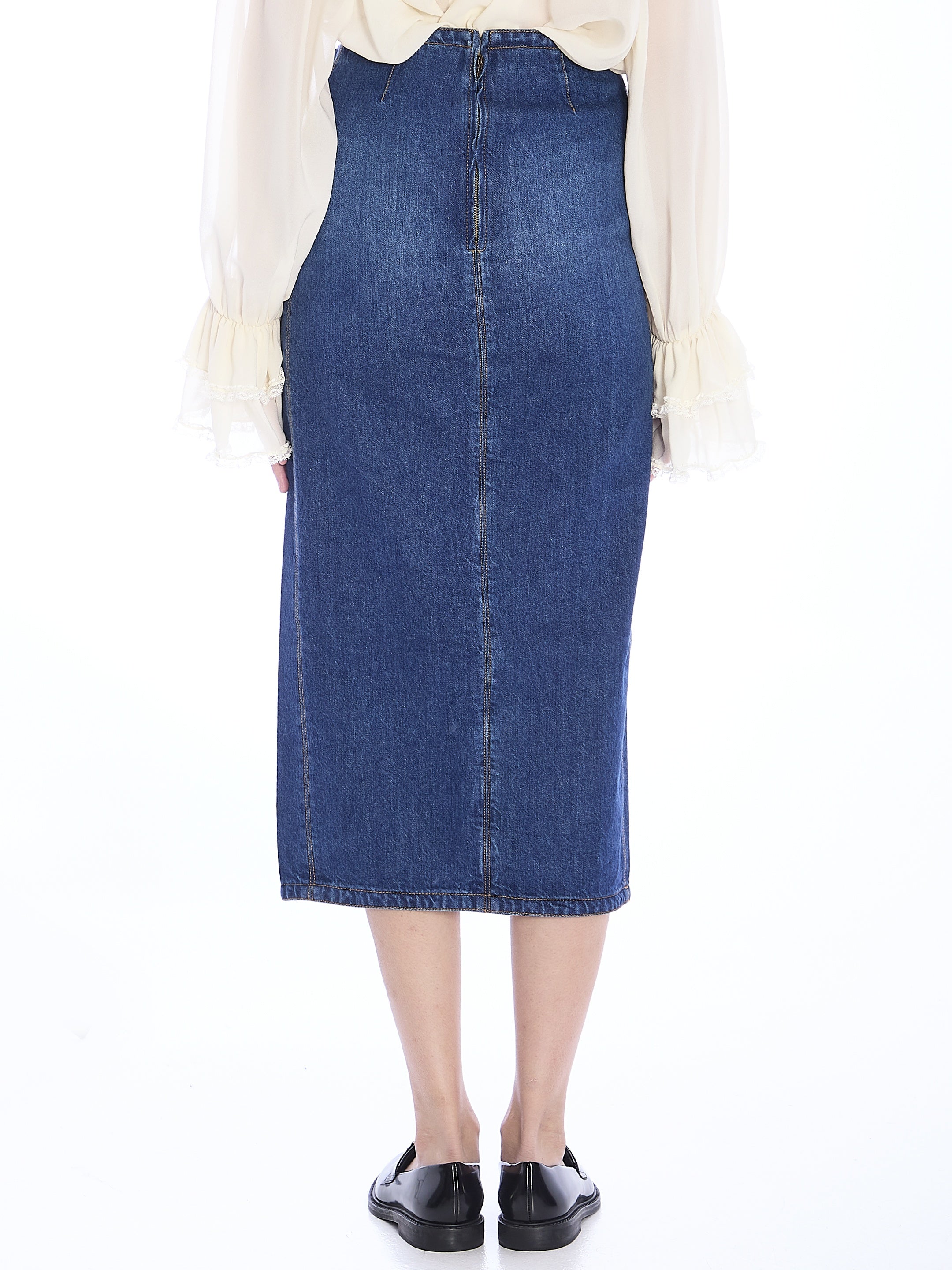 CHLOE-OUTLET-SALE-Denim midi skirt-ARCHIVIST