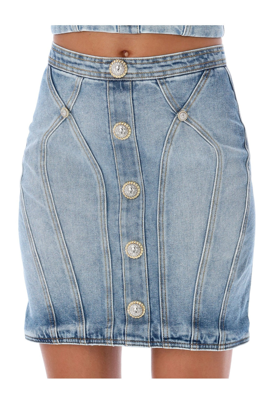 BALMAIN-OUTLET-SALE-Denim mini skirt-ARCHIVIST