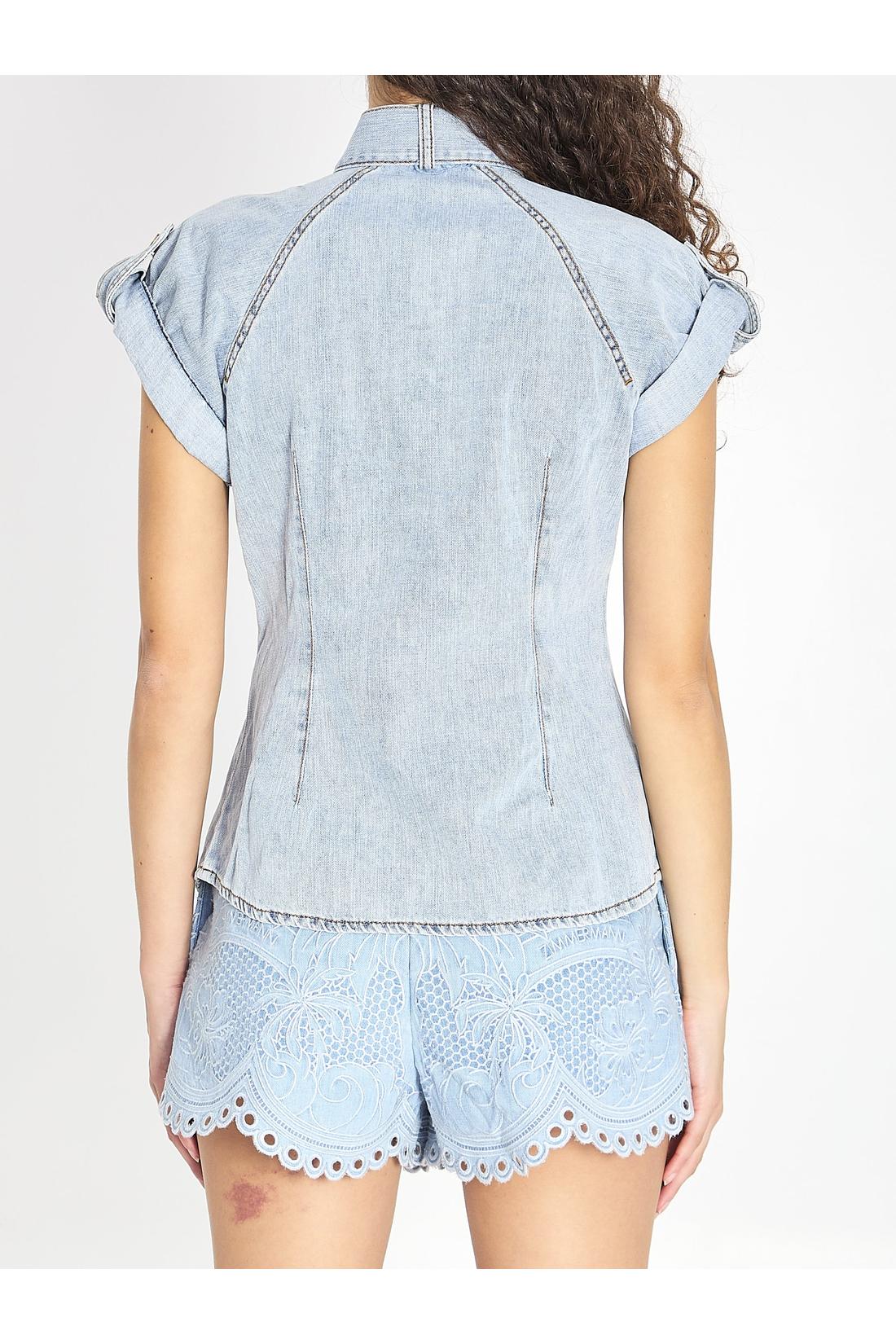 Zimmermann-OUTLET-SALE-Denim tie neck shirt-ARCHIVIST