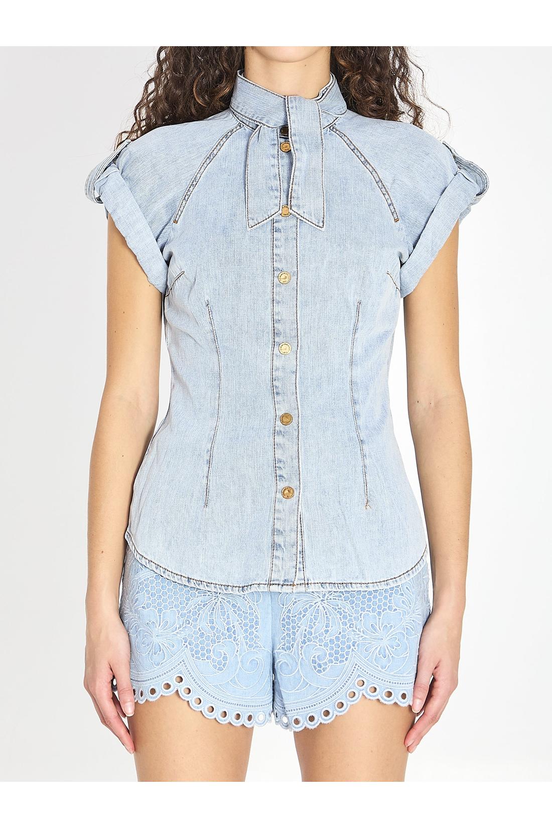 Zimmermann-OUTLET-SALE-Denim tie neck shirt-ARCHIVIST