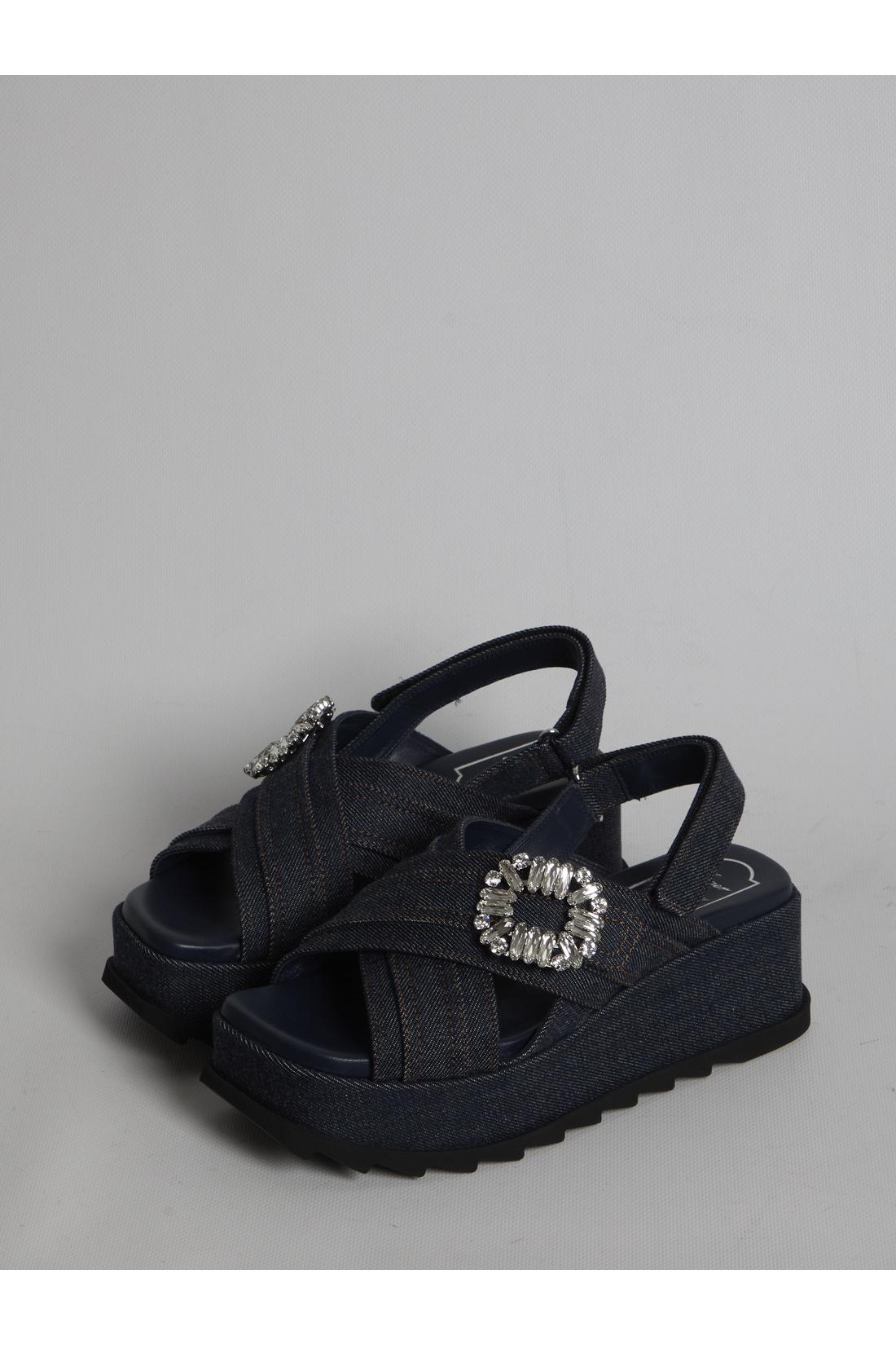 Roger Vivier-OUTLET-SALE-Denim wedge sandals-ARCHIVIST