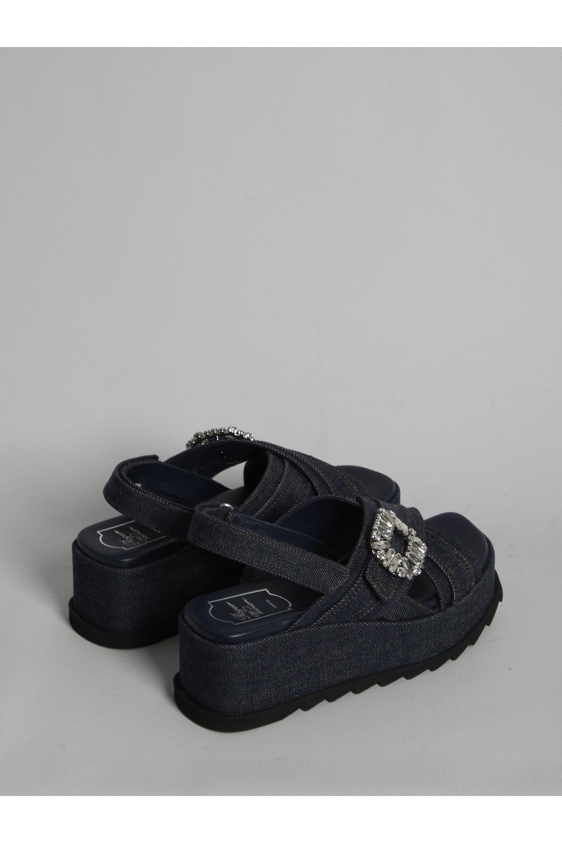 Roger Vivier-OUTLET-SALE-Denim wedge sandals-ARCHIVIST