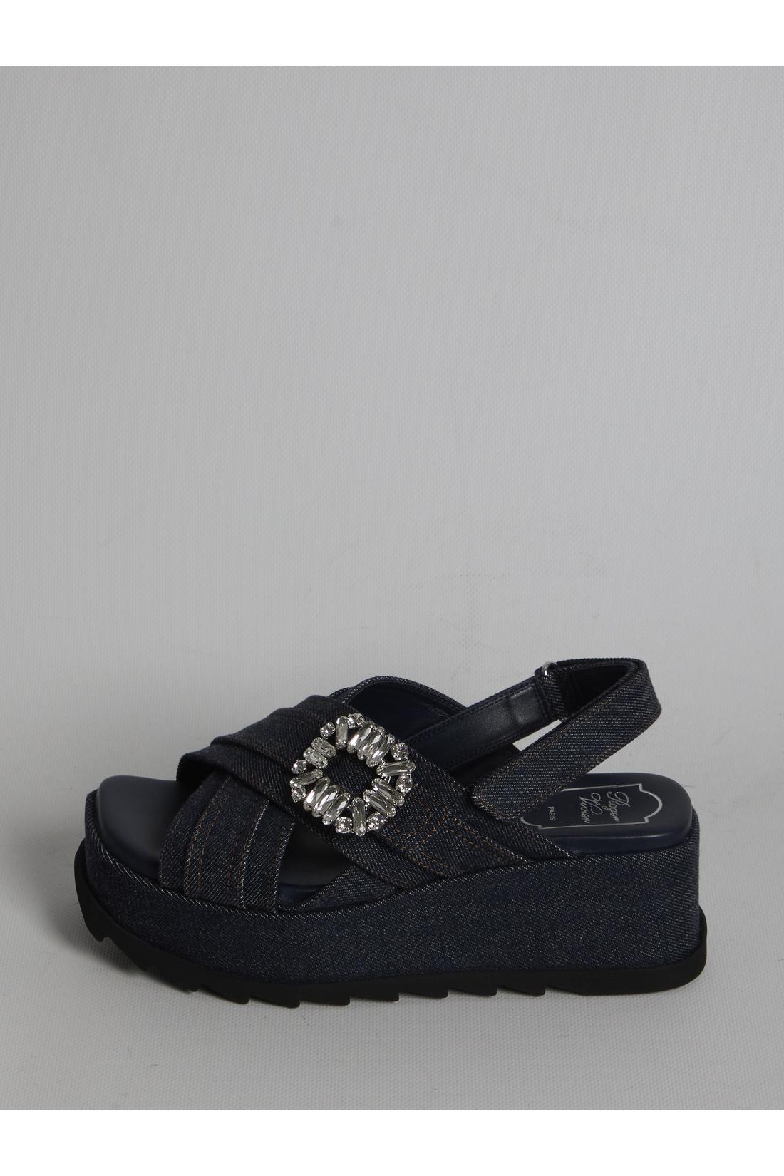 Roger Vivier-OUTLET-SALE-Denim wedge sandals-ARCHIVIST