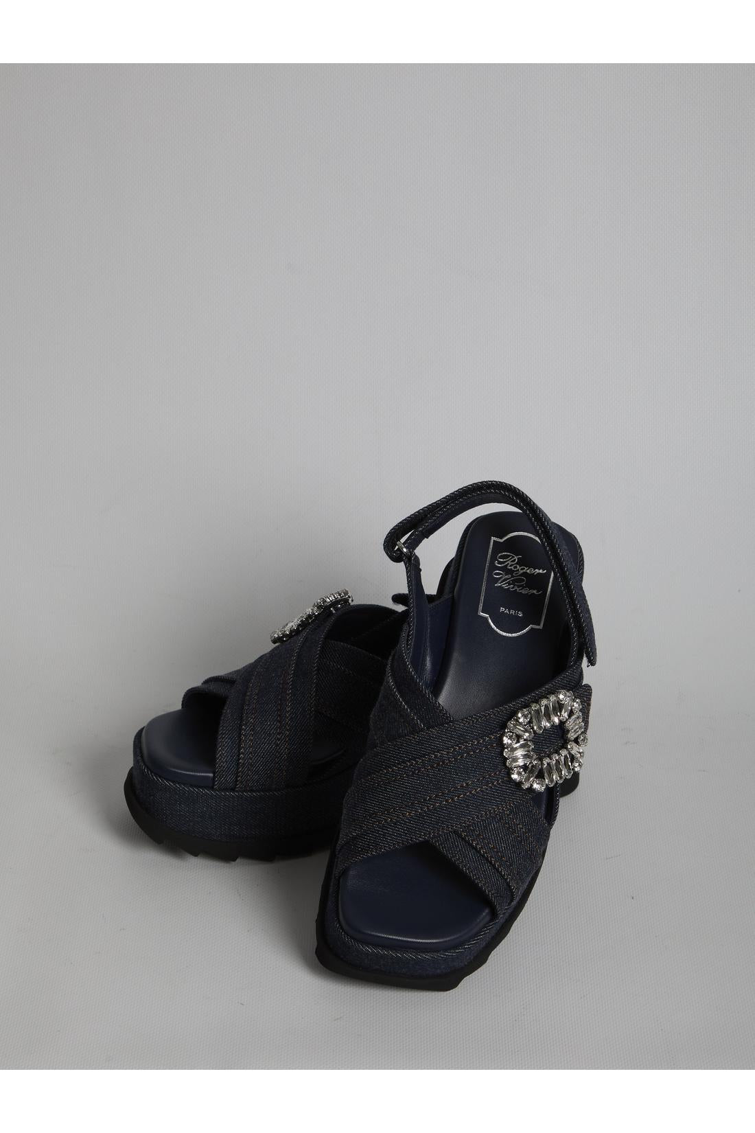 Roger Vivier-OUTLET-SALE-Denim wedge sandals-ARCHIVIST