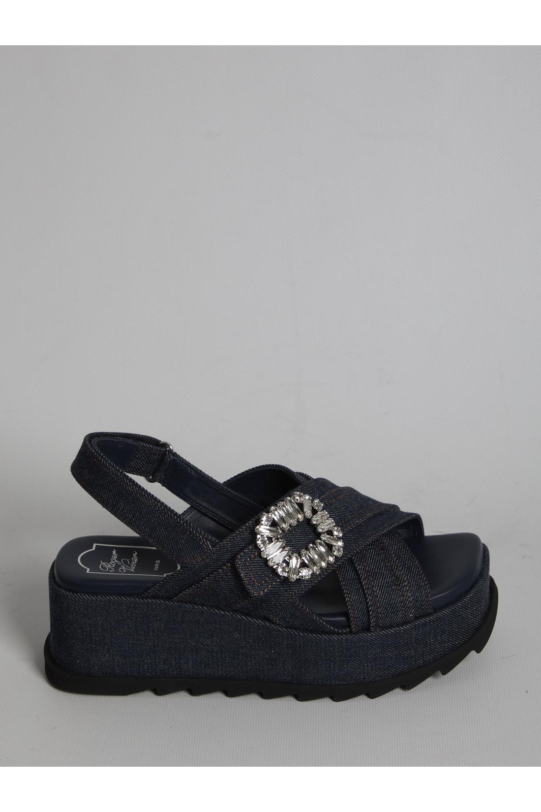 Roger Vivier-OUTLET-SALE-Denim wedge sandals-ARCHIVIST