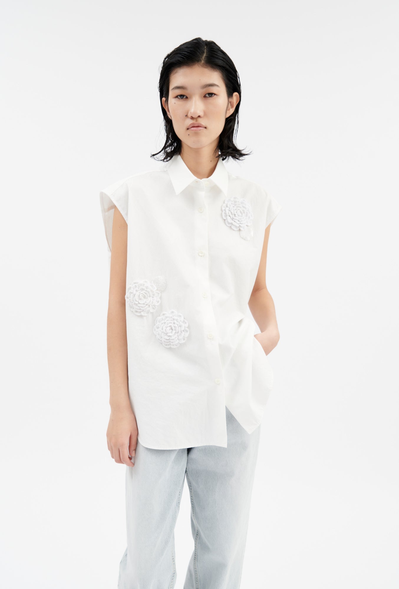 Odeeh-Diagonal Poplin Bluse, Milk-Hemden & Blusen-Black-Deal-Outlet-by-ARCHIVIST