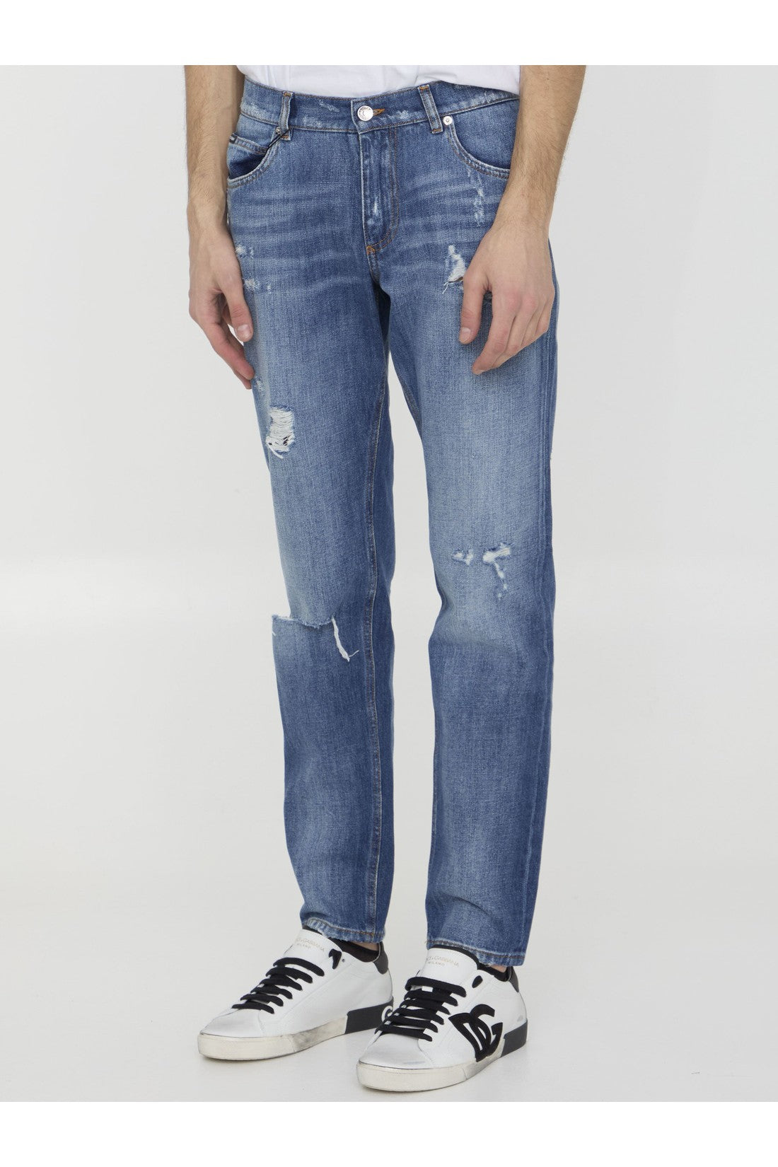 DOLCE&GABBANA-OUTLET-SALE-Distressed denim jeans-ARCHIVIST