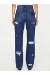 DOLCE&GABBANA-OUTLET-SALE-Distressed jeans with Leo print-ARCHIVIST