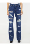 Dolce&Gabbana-OUTLET-SALE-Distressed jeans with Leo print-ARCHIVIST