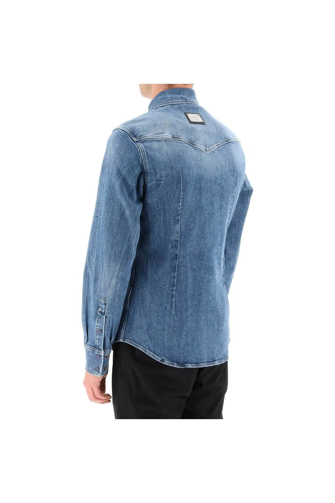 DOLCE & GABBANA-OUTLET-SALE-Dolce & Gabbana Cotton Denim Shirt-ARCHIVIST