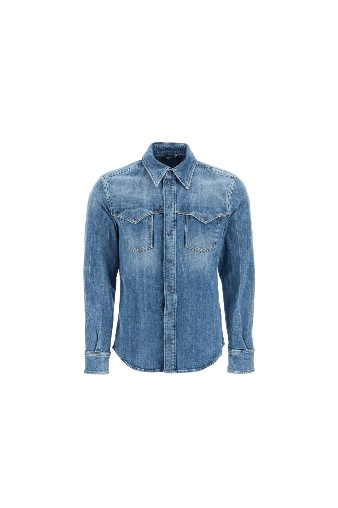 DOLCE & GABBANA-OUTLET-SALE-Dolce & Gabbana Cotton Denim Shirt-ARCHIVIST