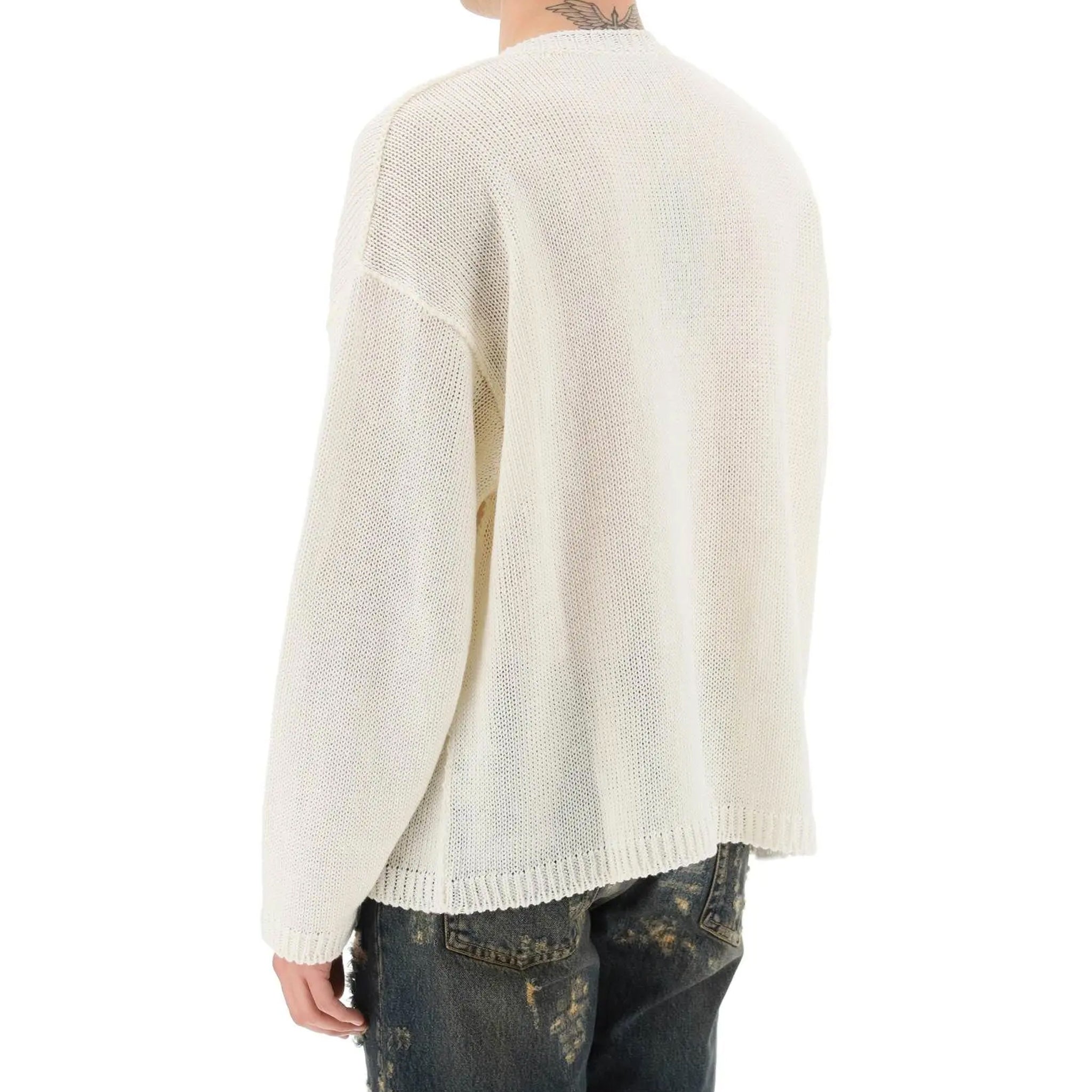 DOLCE & GABBANA-OUTLET-SALE-Dolce & Gabbana Linen Logo Sweater-ARCHIVIST