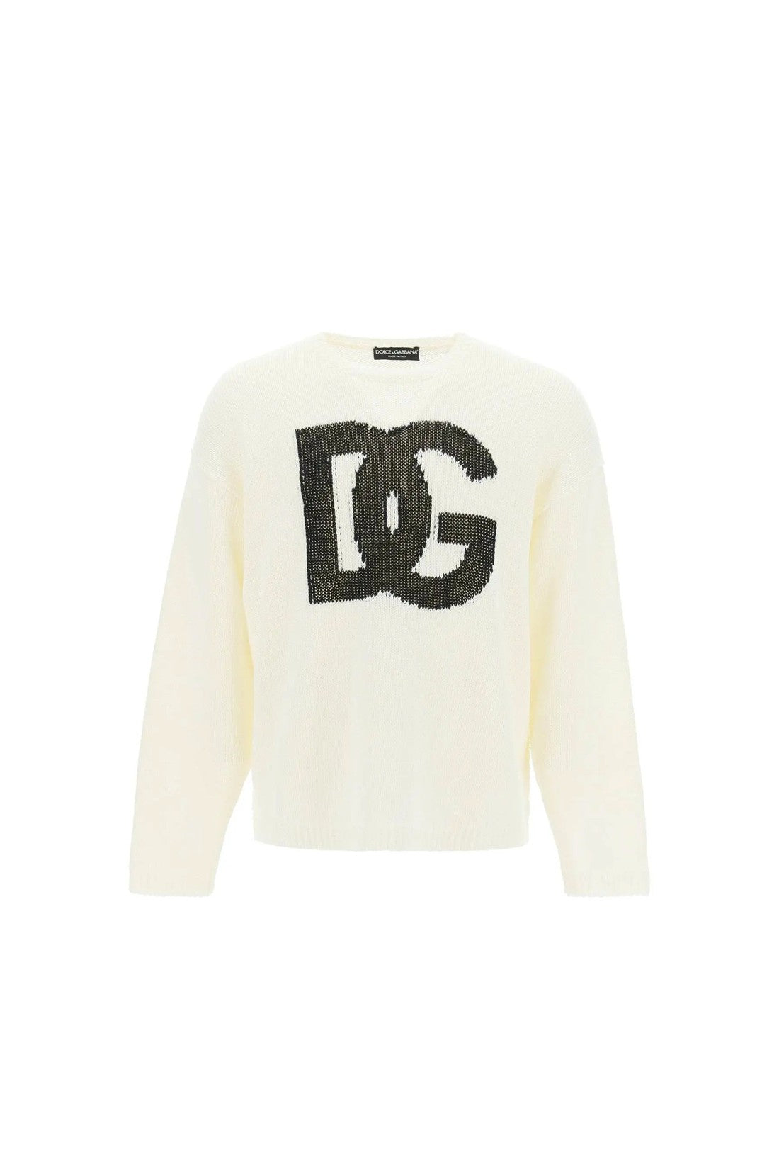 DOLCE & GABBANA-OUTLET-SALE-Dolce & Gabbana Linen Logo Sweater-ARCHIVIST