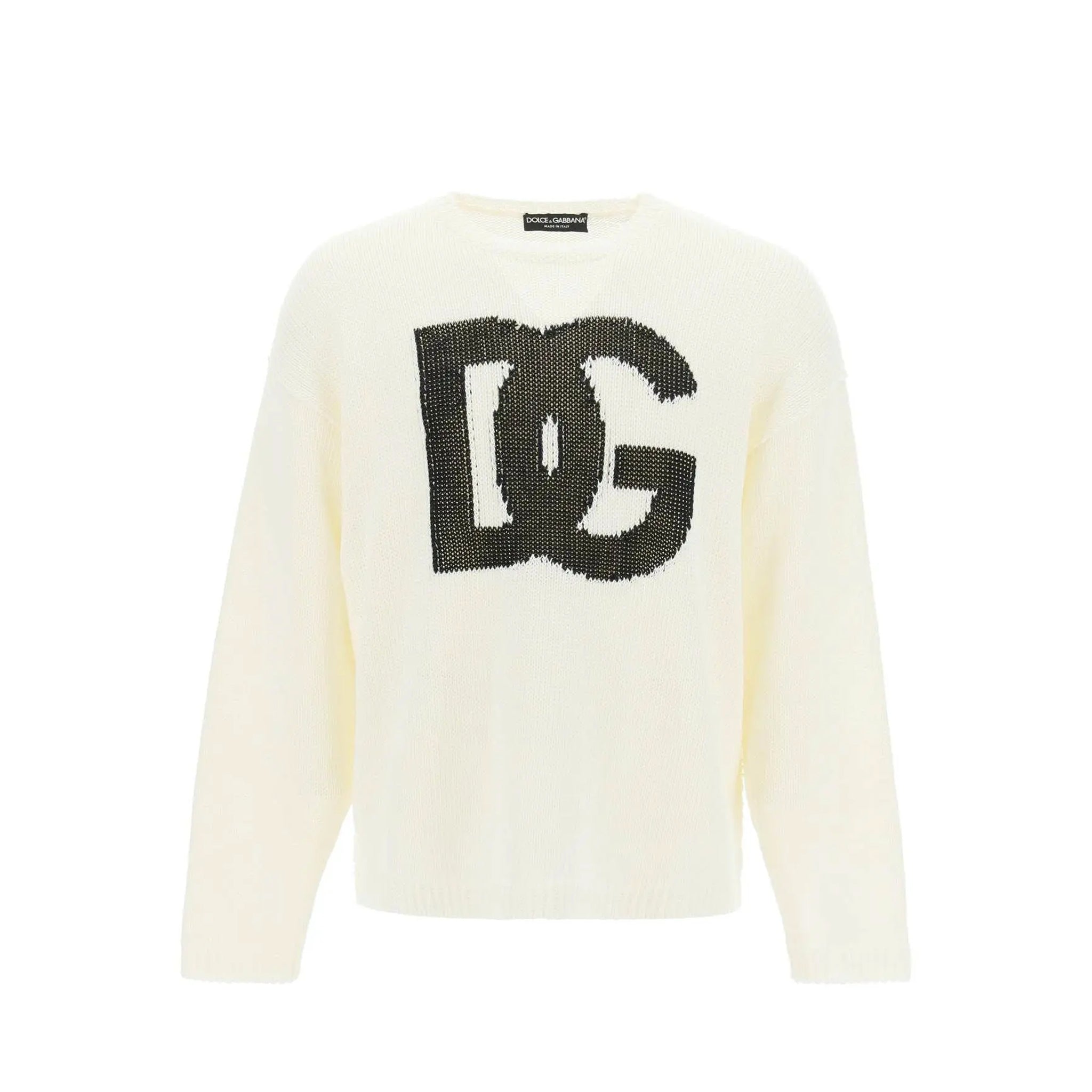 DOLCE & GABBANA-OUTLET-SALE-Dolce & Gabbana Linen Logo Sweater-ARCHIVIST