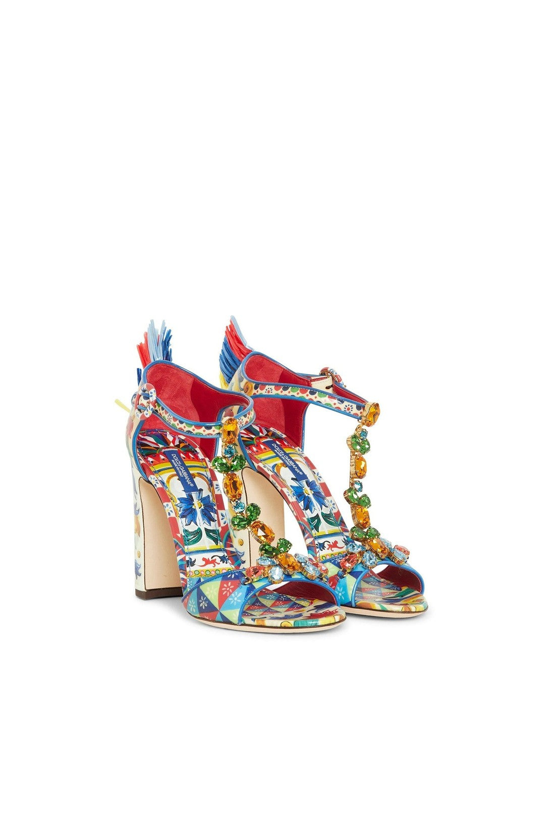 DOLCE & GABBANA-OUTLET-SALE-Dolce & Gabbana Raffia-Trimmed Leather Sandals-ARCHIVIST