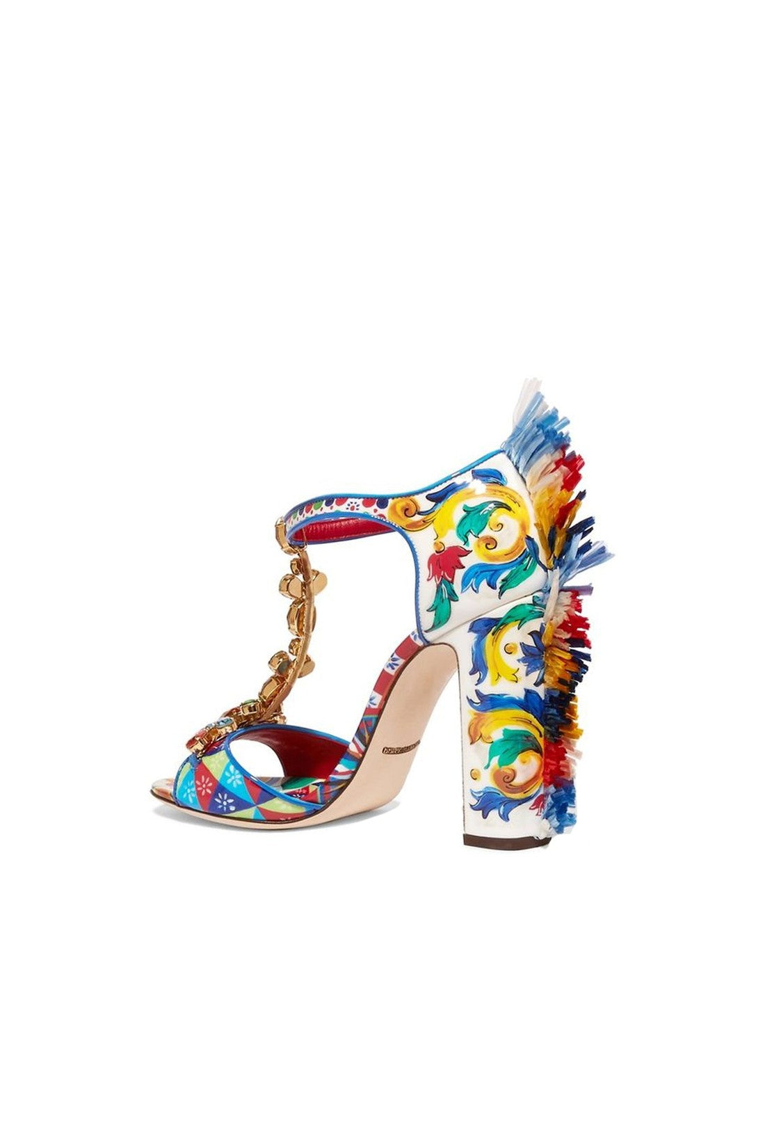 DOLCE & GABBANA-OUTLET-SALE-Dolce & Gabbana Raffia-Trimmed Leather Sandals-ARCHIVIST