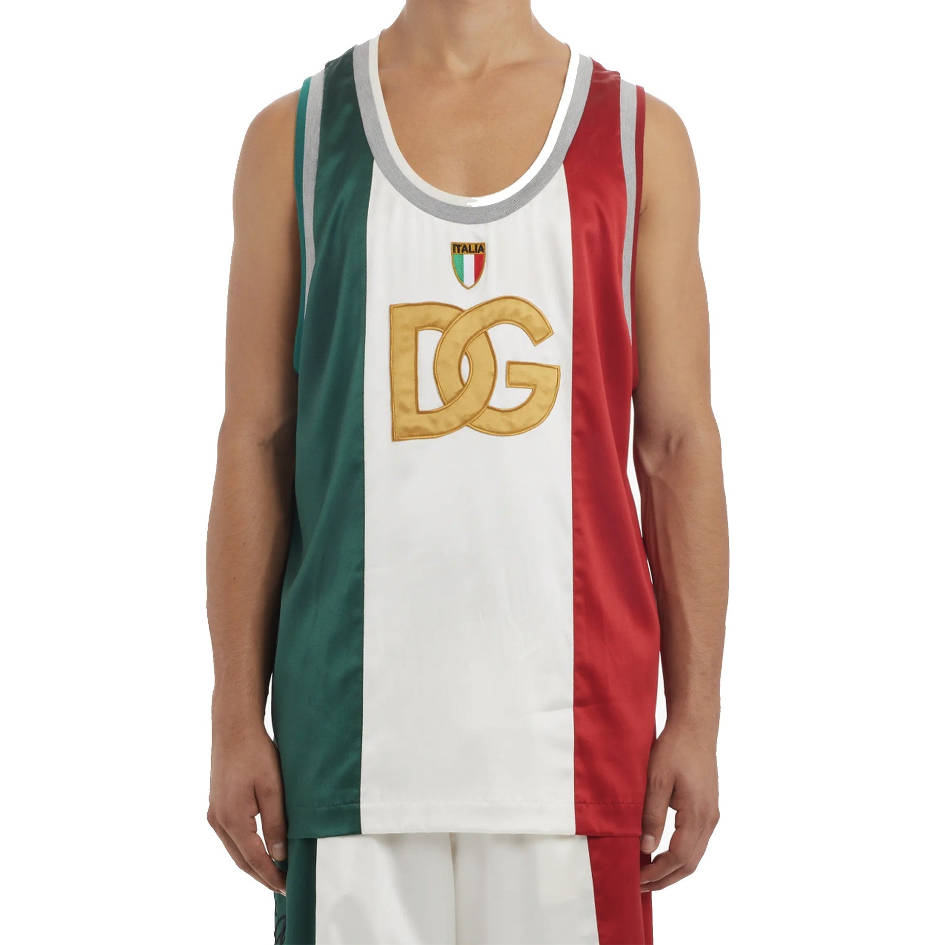 DOLCE & GABBANA-OUTLET-SALE-Dolce & Gabbana Satin Tank T-shirt-ARCHIVIST