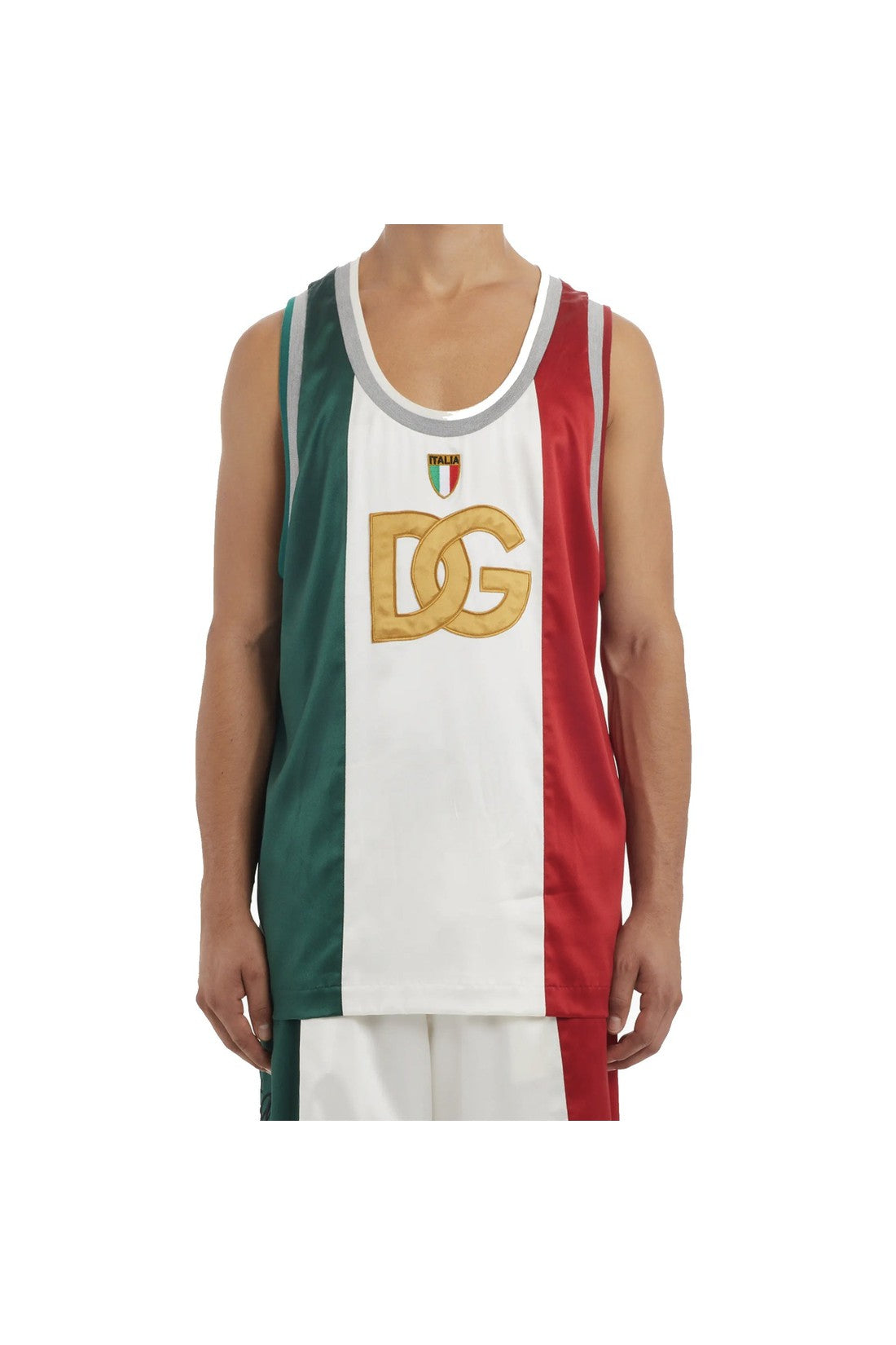 DOLCE & GABBANA-OUTLET-SALE-Dolce & Gabbana Satin Tank T-shirt-ARCHIVIST