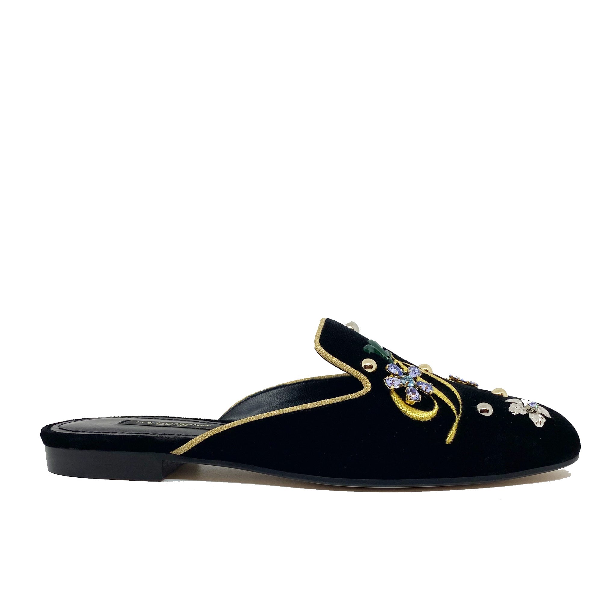 DOLCE & GABBANA-OUTLET-SALE-Dolce & Gabbana Velvet Mules-ARCHIVIST